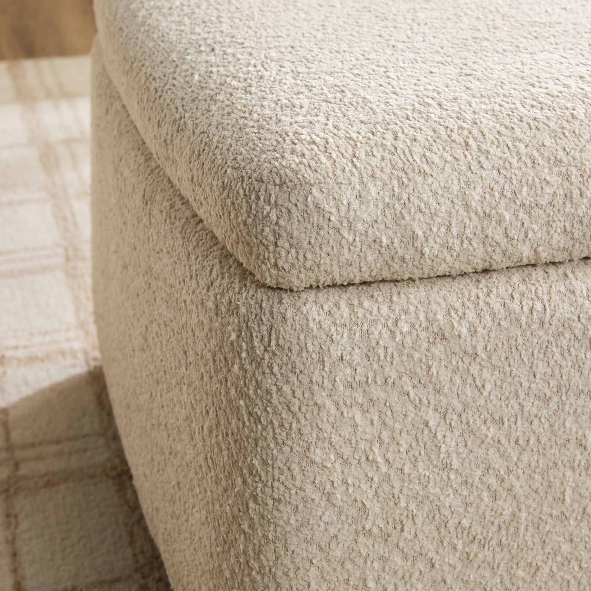 Linley Contemporary Boucle Easy Assembly Upholstered Large Storage Ottoman