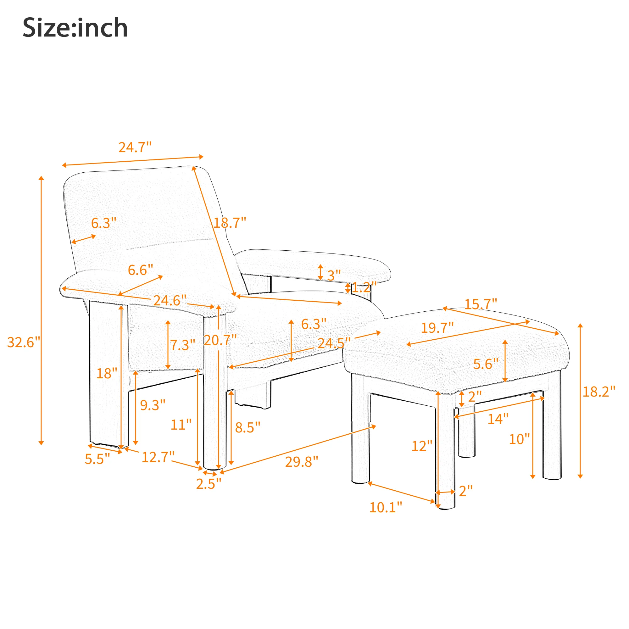 Walker Edison | Mid Century Modern Accent Chair with Ottoman