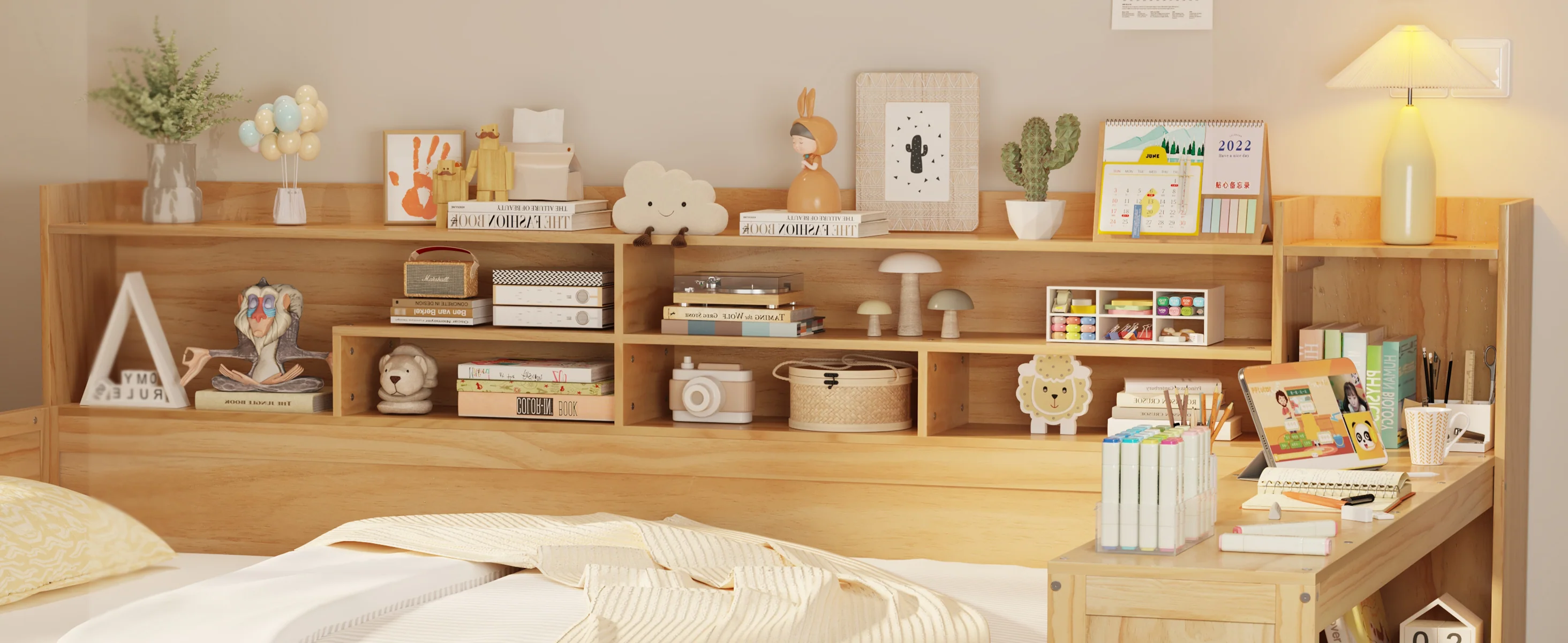 Walker Edison | Multi-functional Wooden Full Size Daybed with Storage Shelves