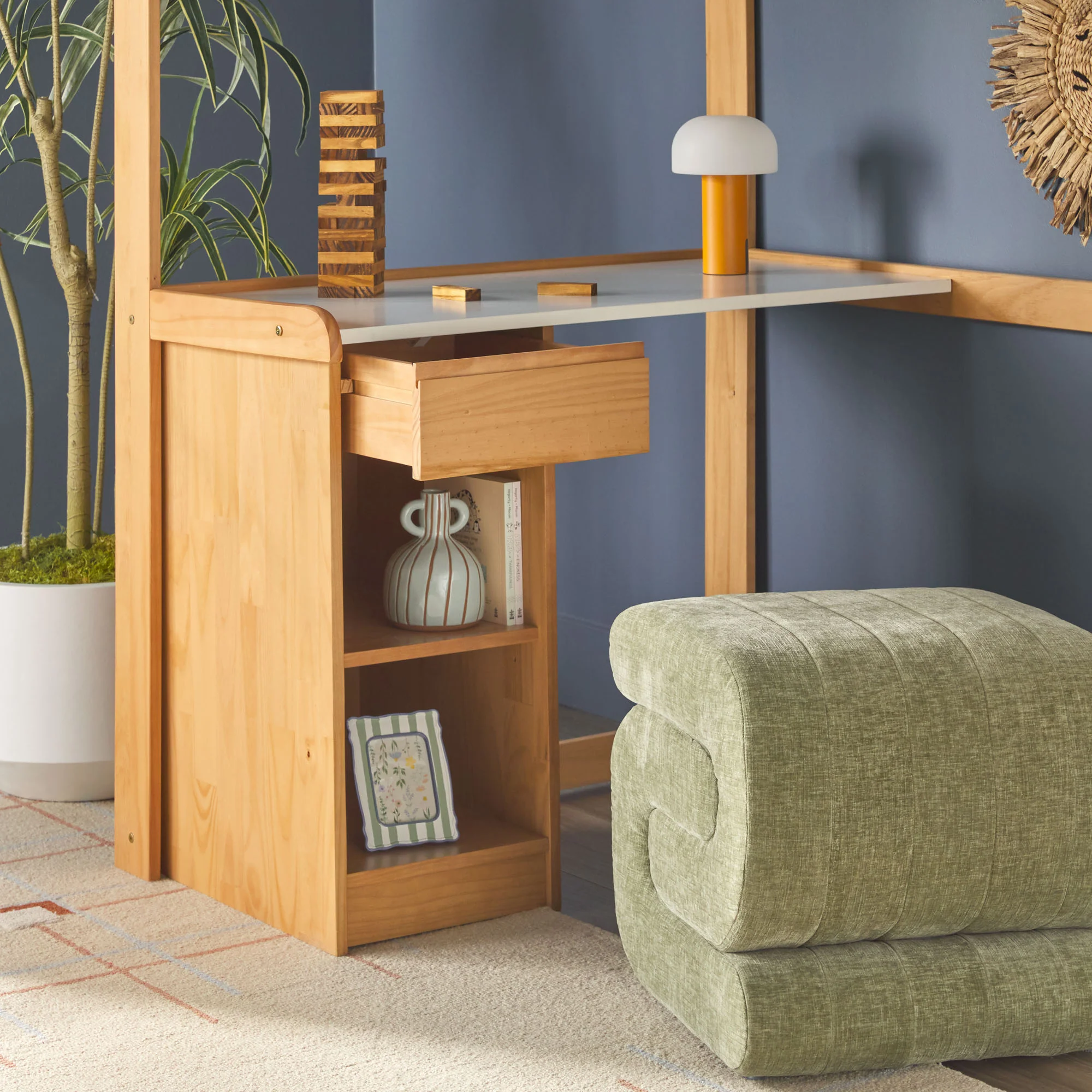 Adyn Contemporary Twin Loft Bunk Bed with Desk