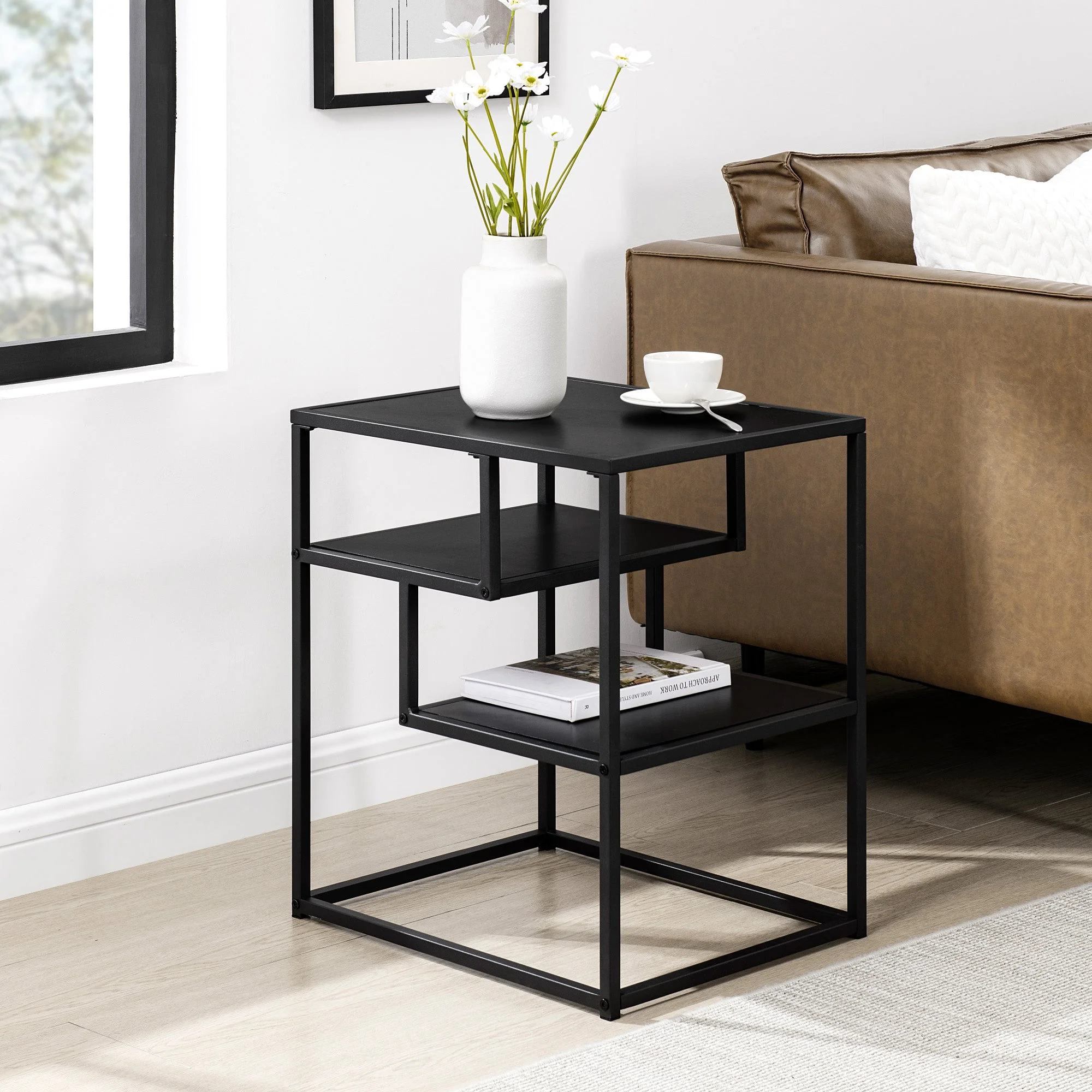 Maya 16 Contemporary Metal and Wood Side Table