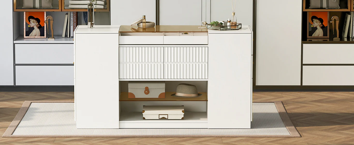 Walker Edison | Modern Multi-Functional Island Vanity Dresser and Storage Cabinet
