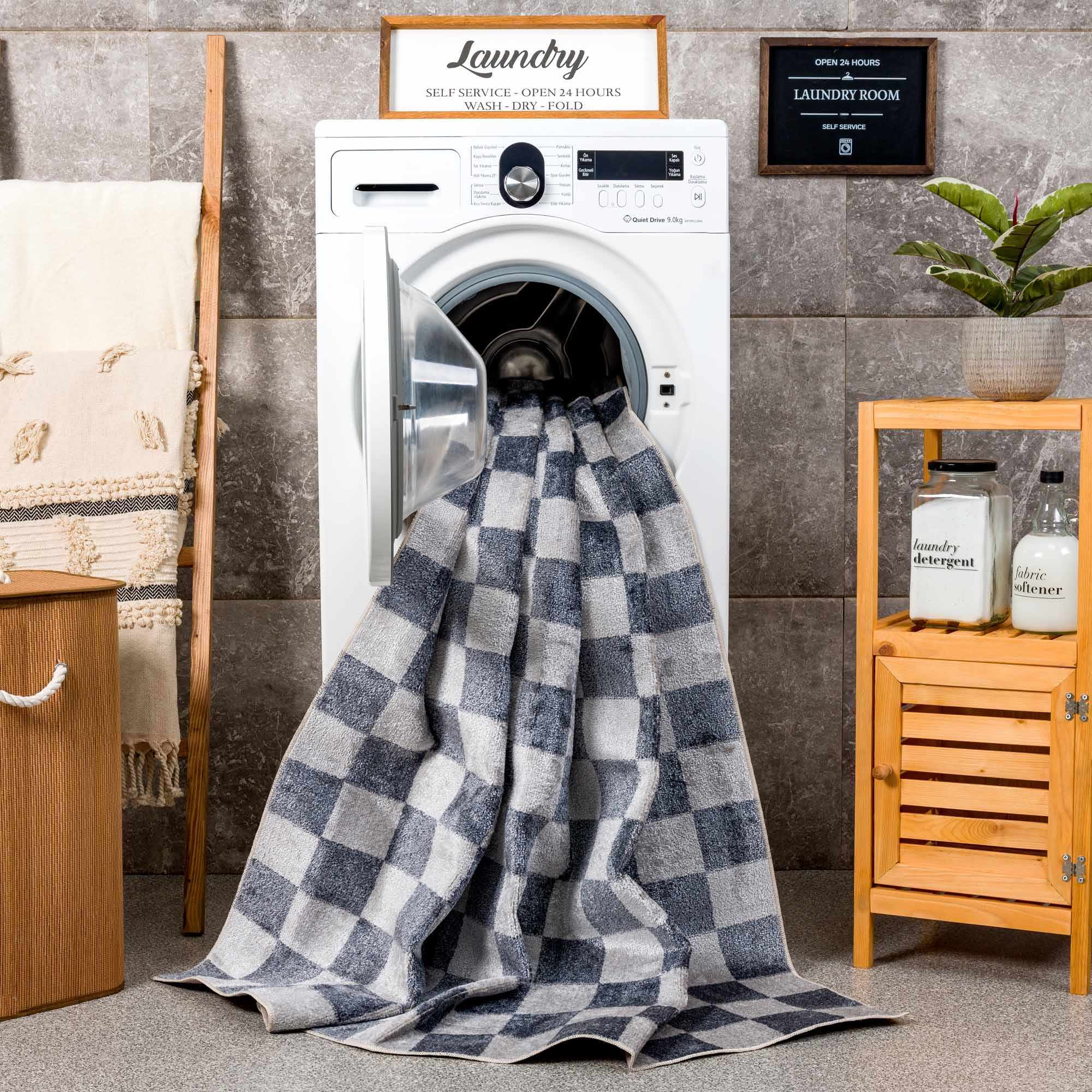 Boutique Rugs - Alie Gray Checkered Washable Area Rug