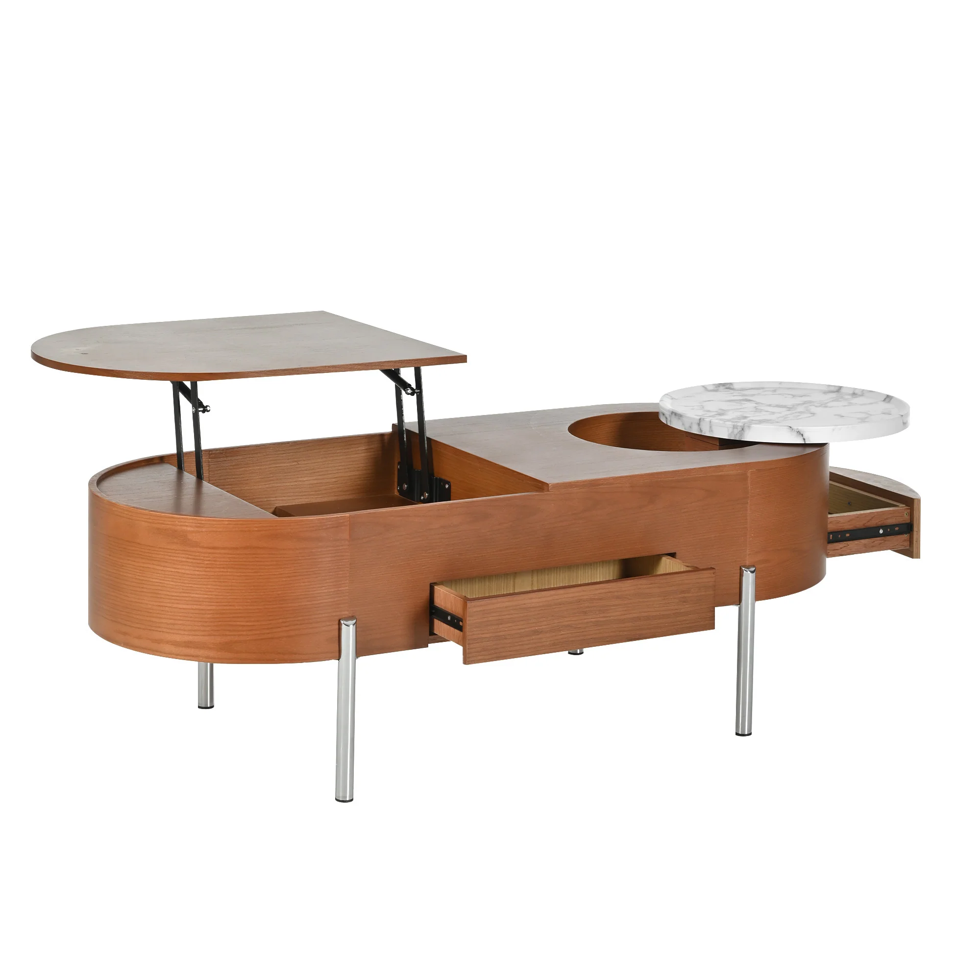 Walker Edison | Modern Lift Top Coffee Table with Marble Pattern Tray and Storage