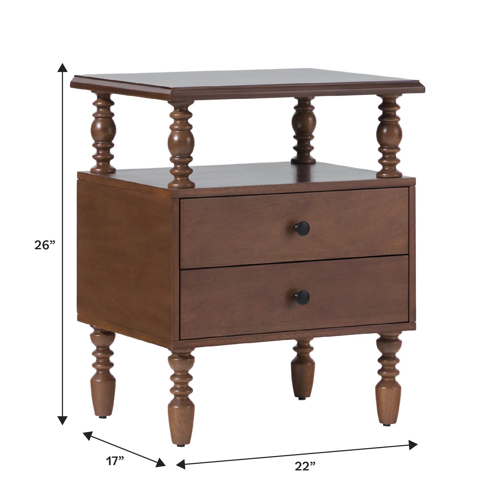 Traditional Vivienne Easy Assembly Solid Wood Nightstand