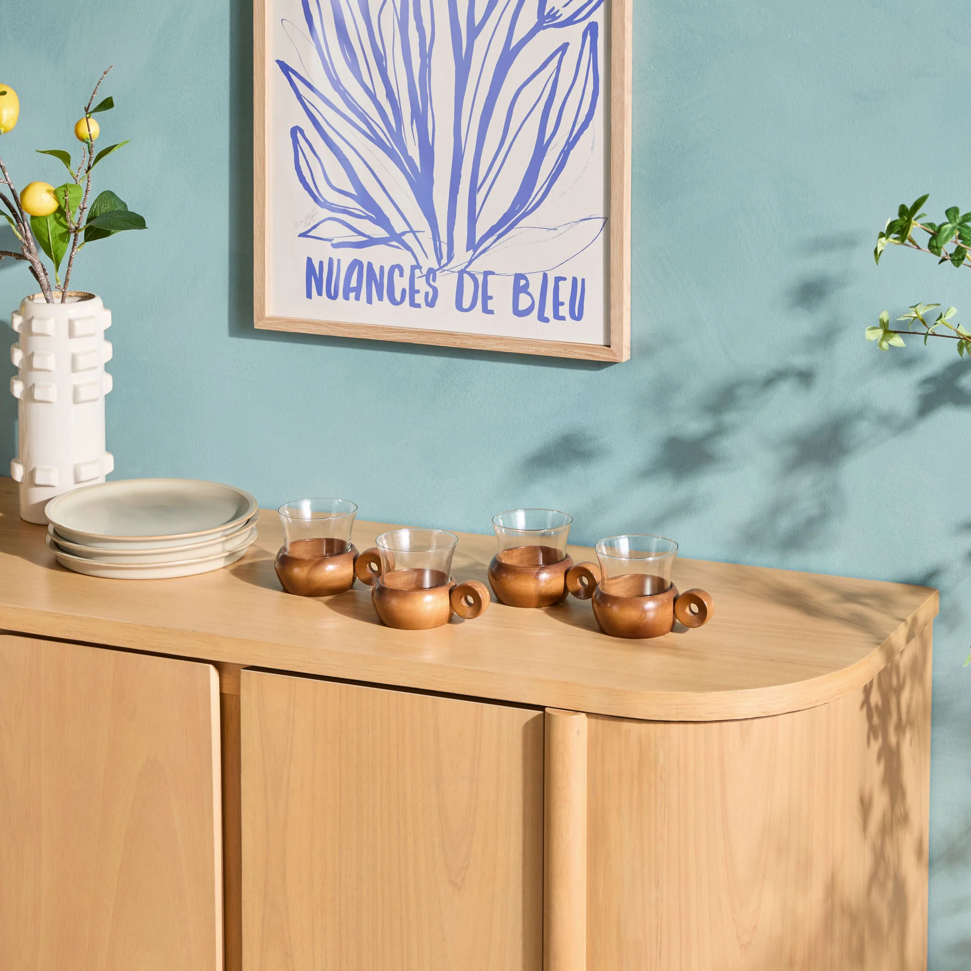 Ezra 70 Modern Curved Sideboard Cabinet