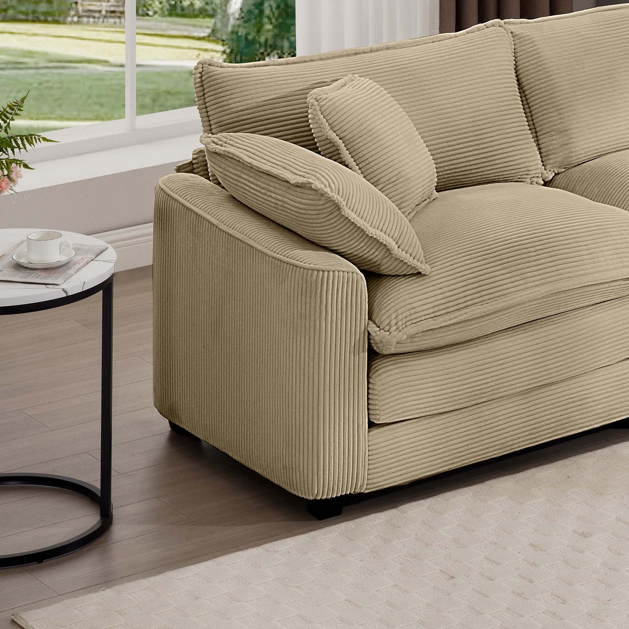Walker Edison | Corduroy Deep Seat Sofa Chair with Ottoman