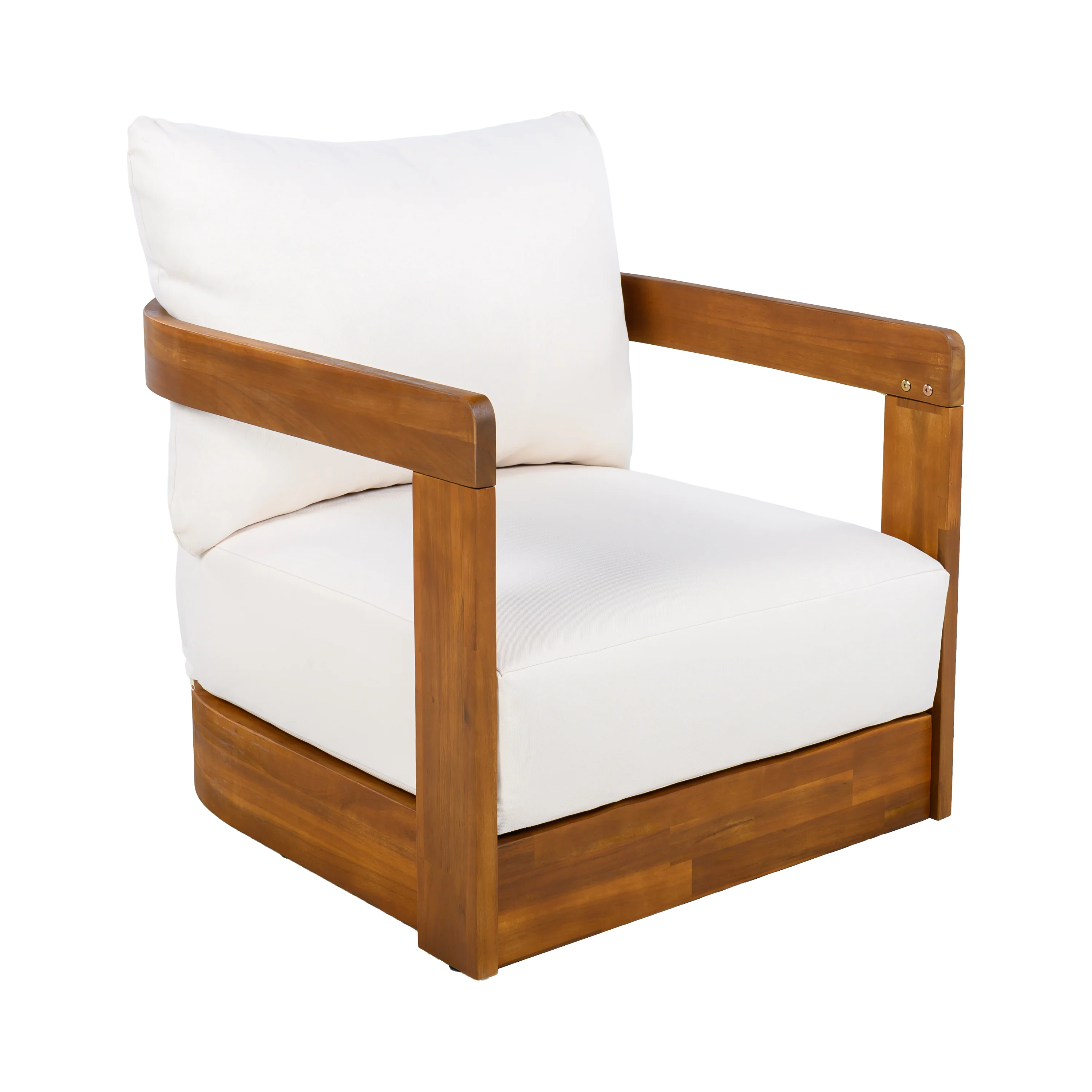 Walker Edison | Set of 2 Premium Acacia Wood Curve Design Outdoor Club Chairs