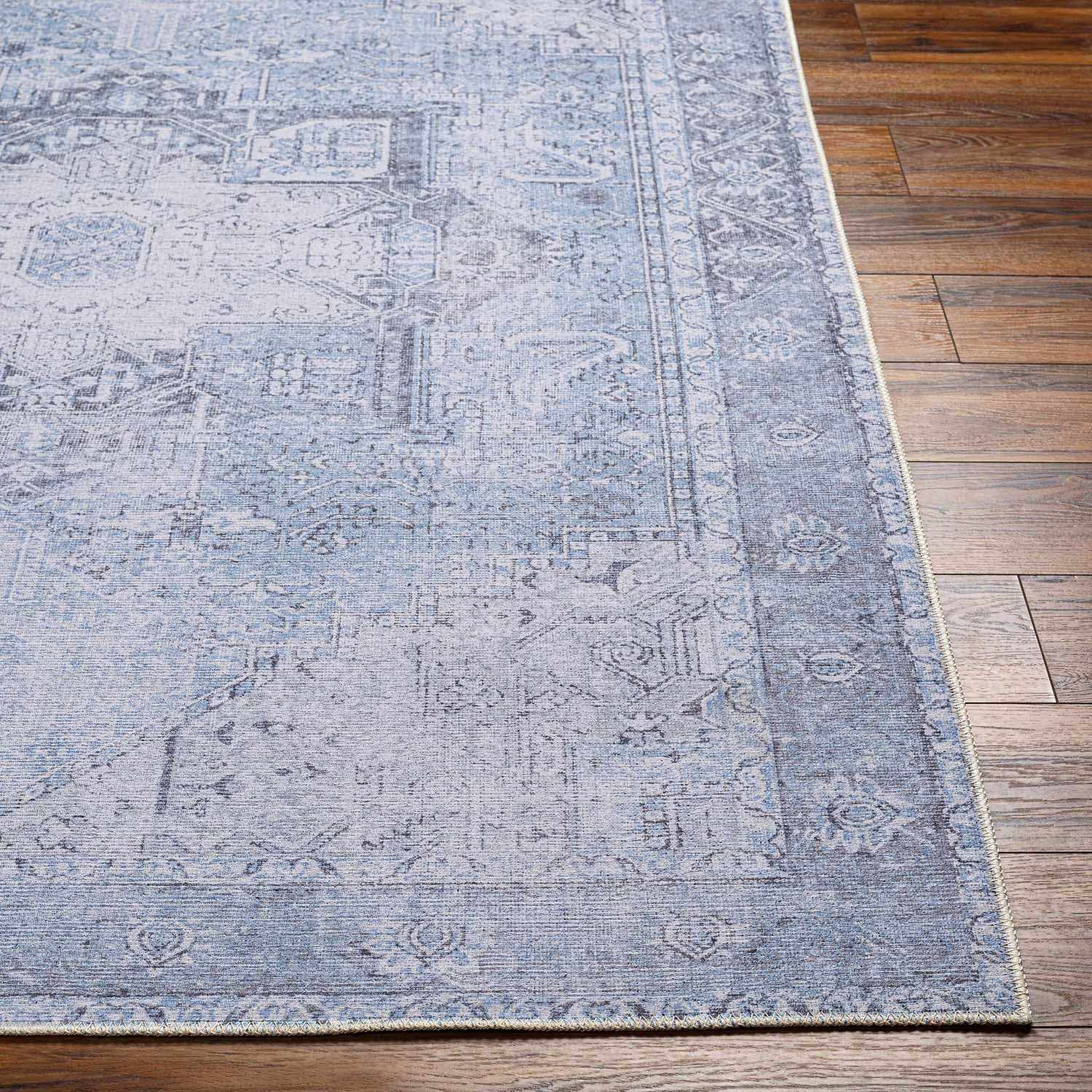Boutique Rugs - Aqua Rosman Washable Runner & Area Rug