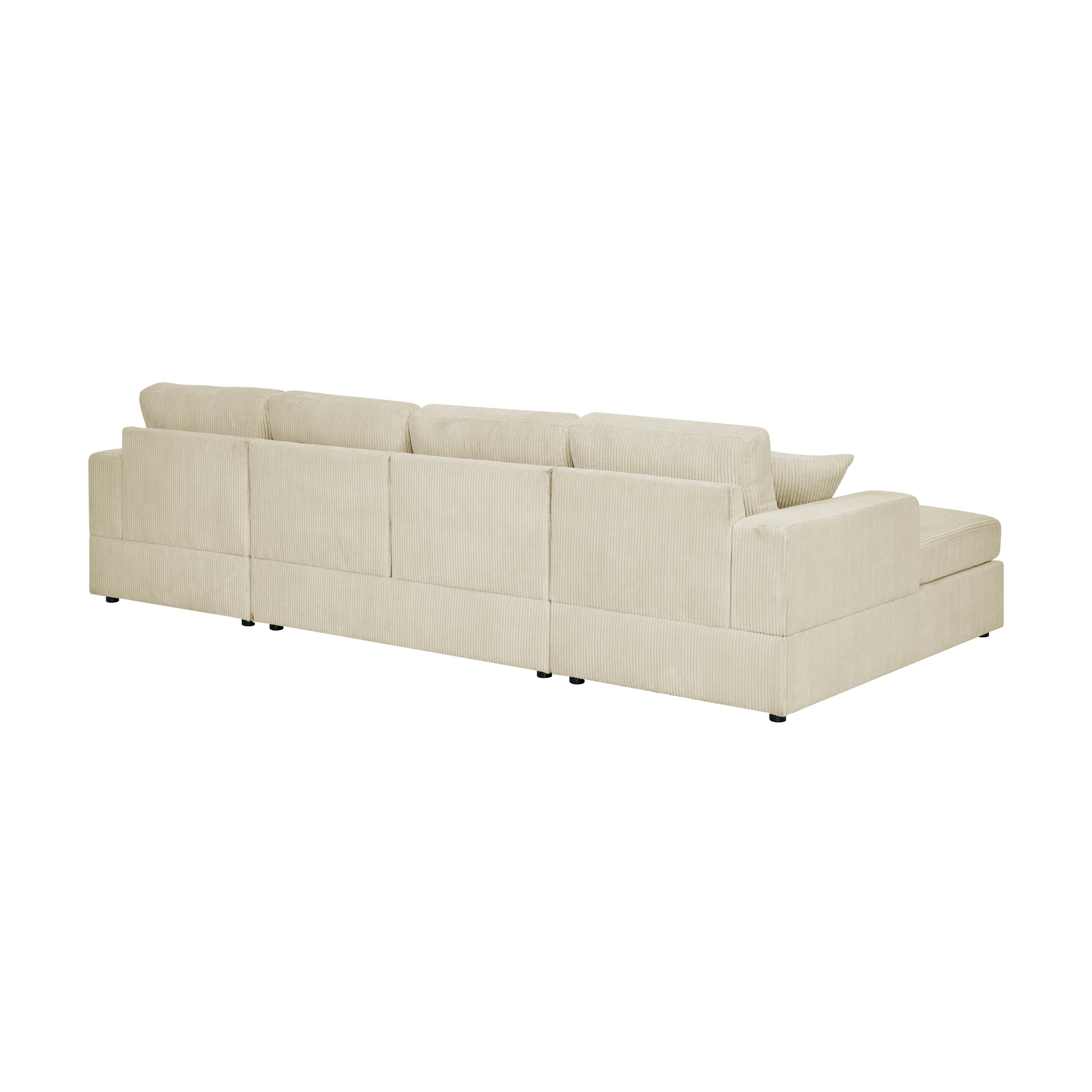 Walker Edison | Coastal Beige Corduroy Double-Chaise Cloud Sectional Sofa