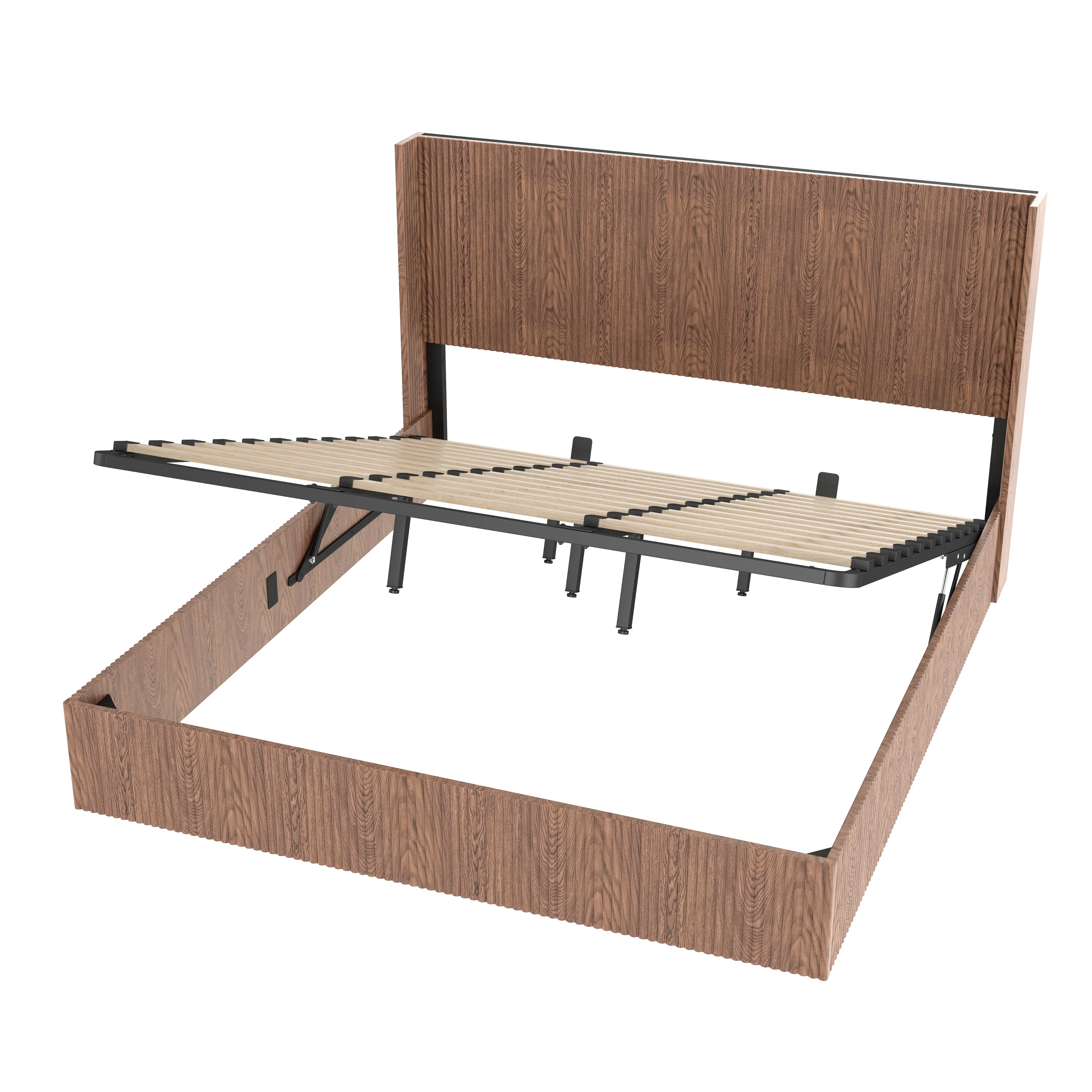 Walker Edison | Modern Grooved Undulating Lift Storage Bedframe