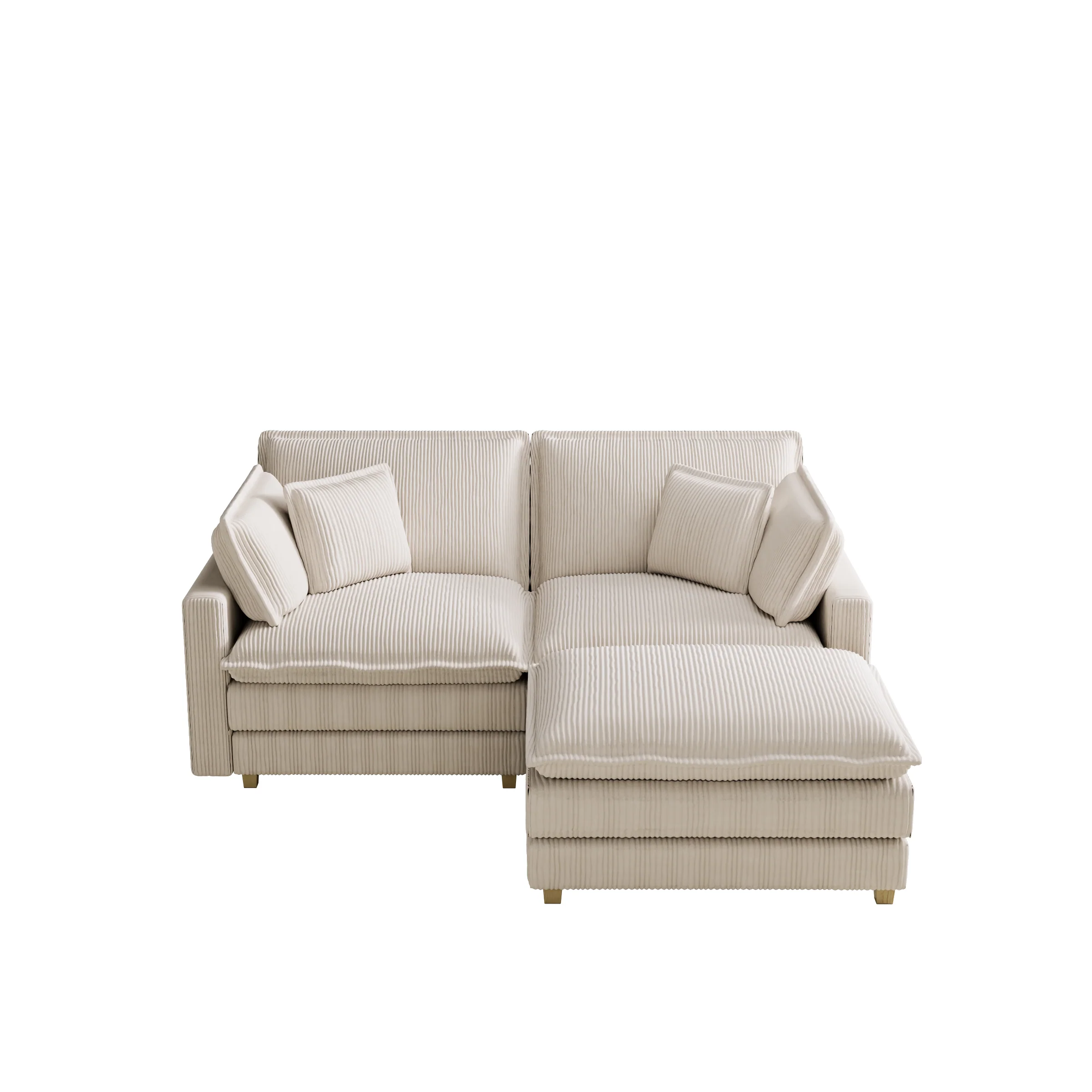 Walker Edison | Corduroy Modular Deep Seat Loveseat Sofa with Ottoman