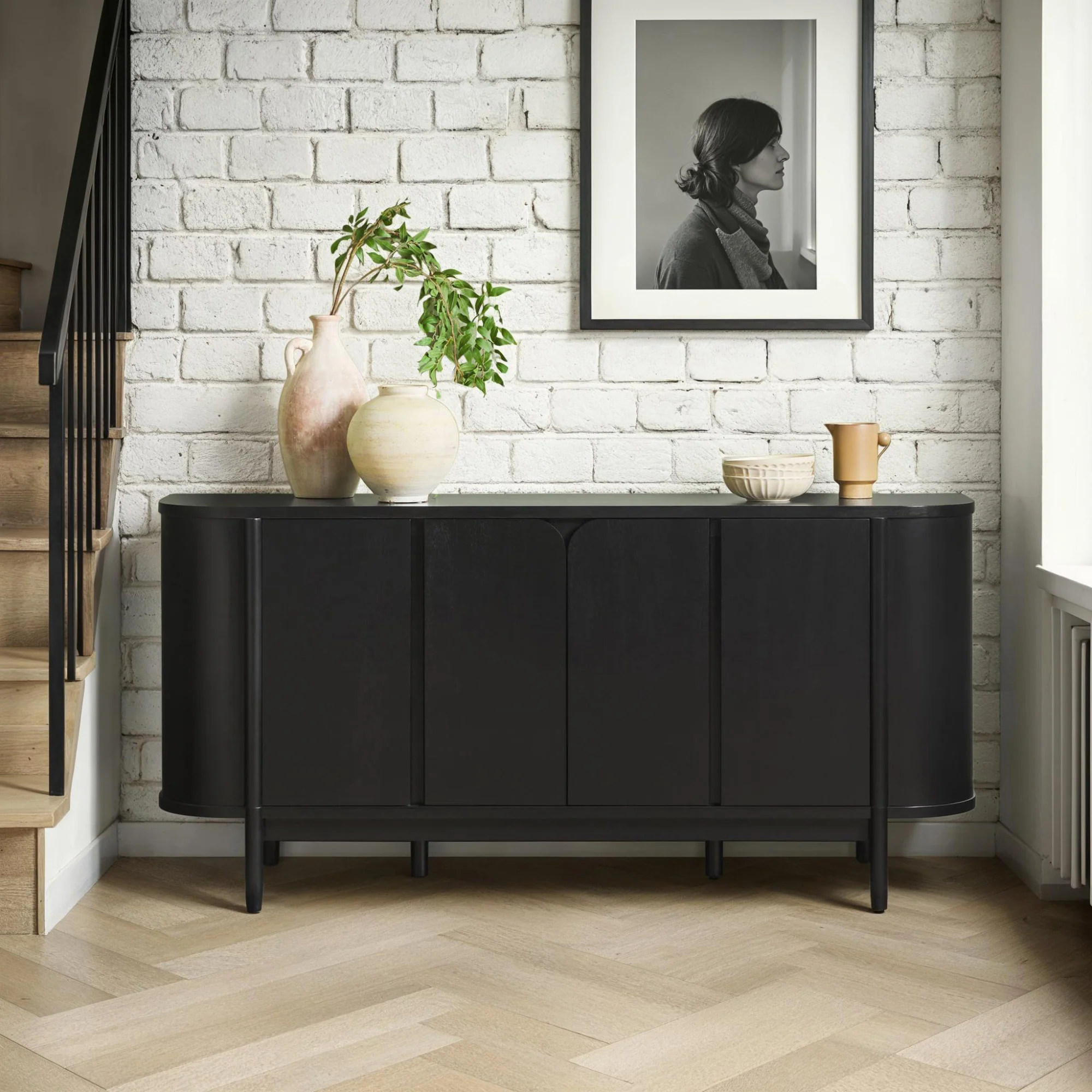 Ezra 70 Modern Curved Sideboard Cabinet