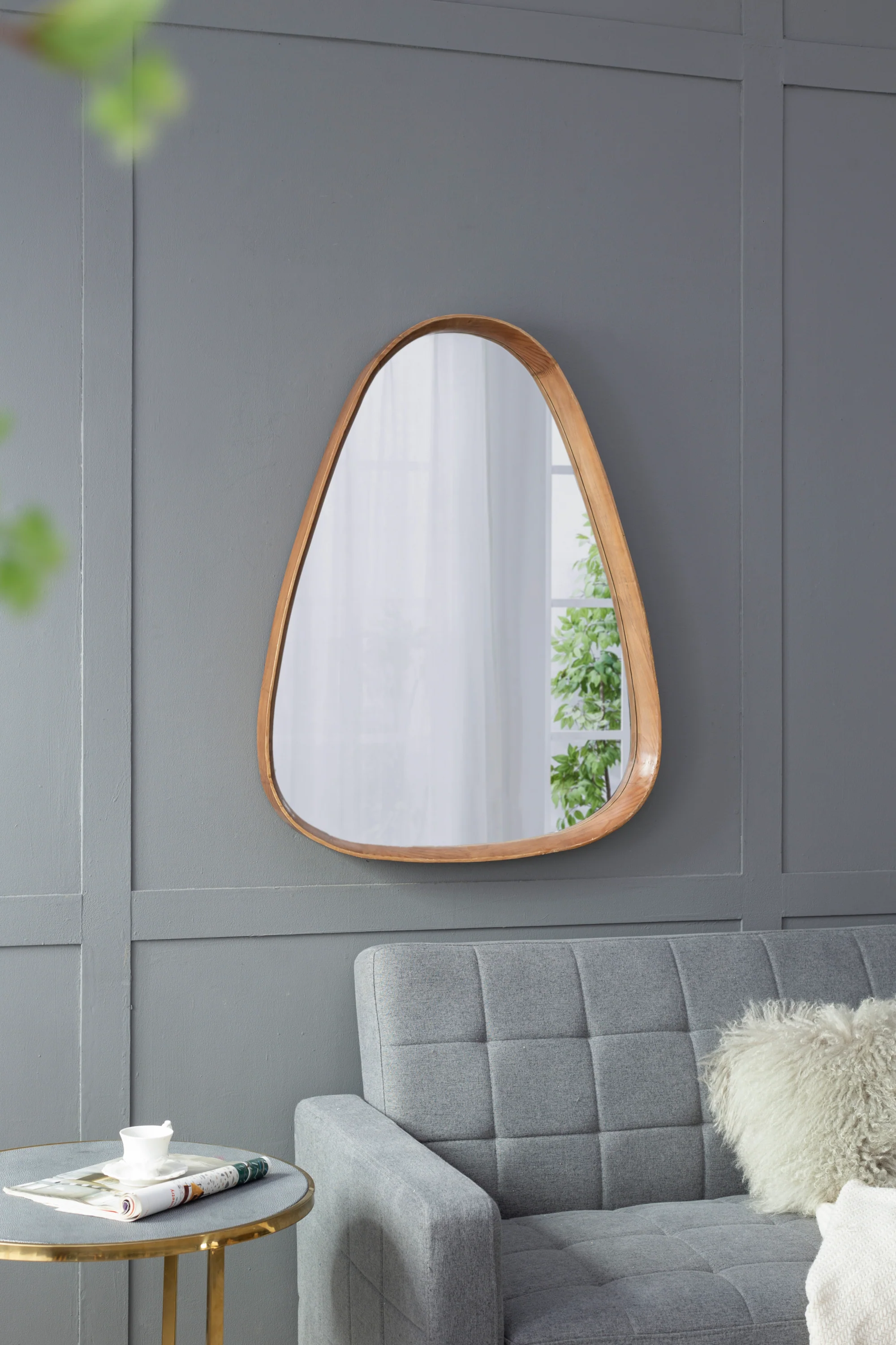 Walker Edison | Curve Design Wood Mirror