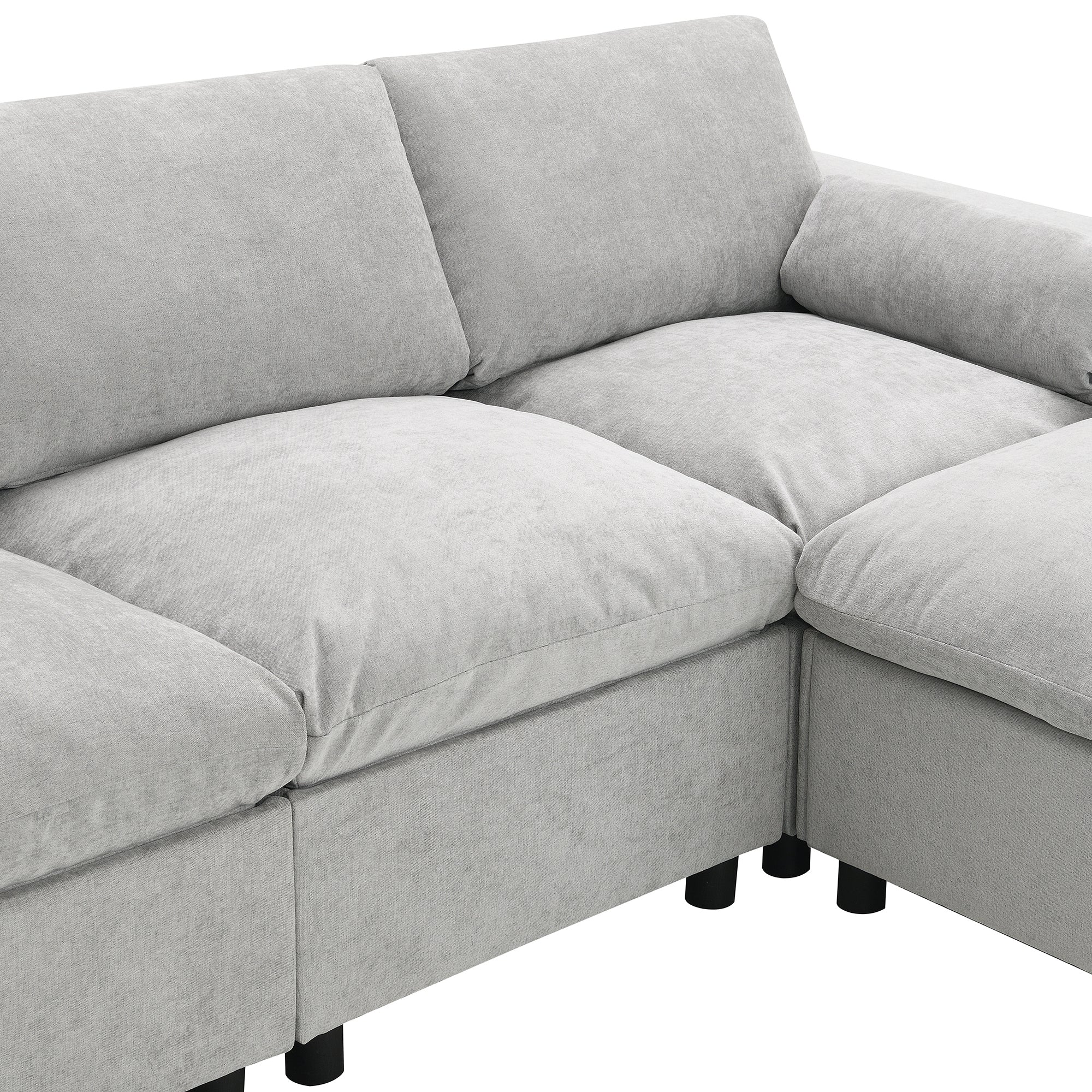 Walker Edison | Modern Cloud Chenille Modular Sectional Sofa with Storage