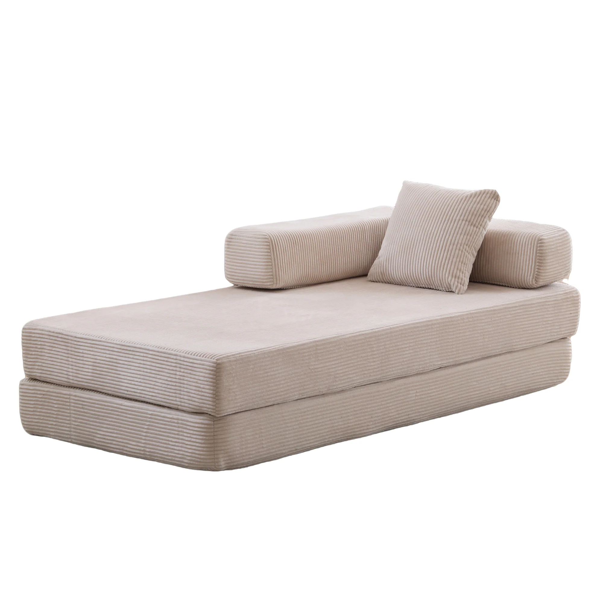 Walker Edison | Futon Corduroy Floor Sofa Bed with Pillows