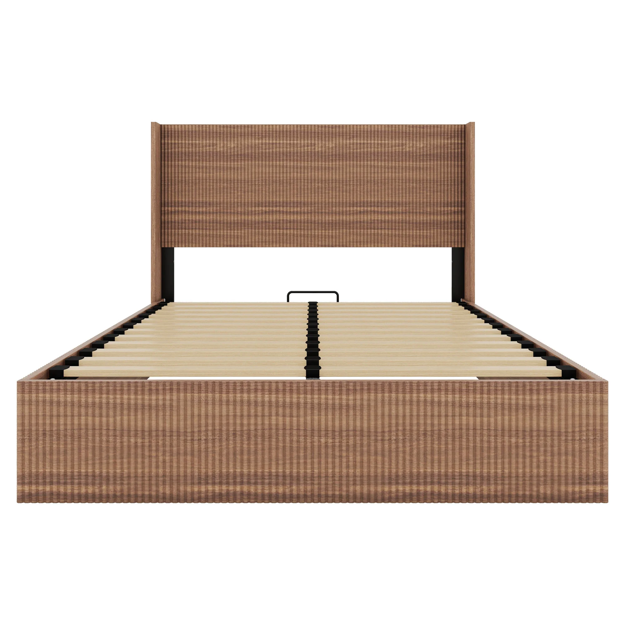 Walker Edison | Queen Modern Grooved Undulating Lift Storage Bedframe