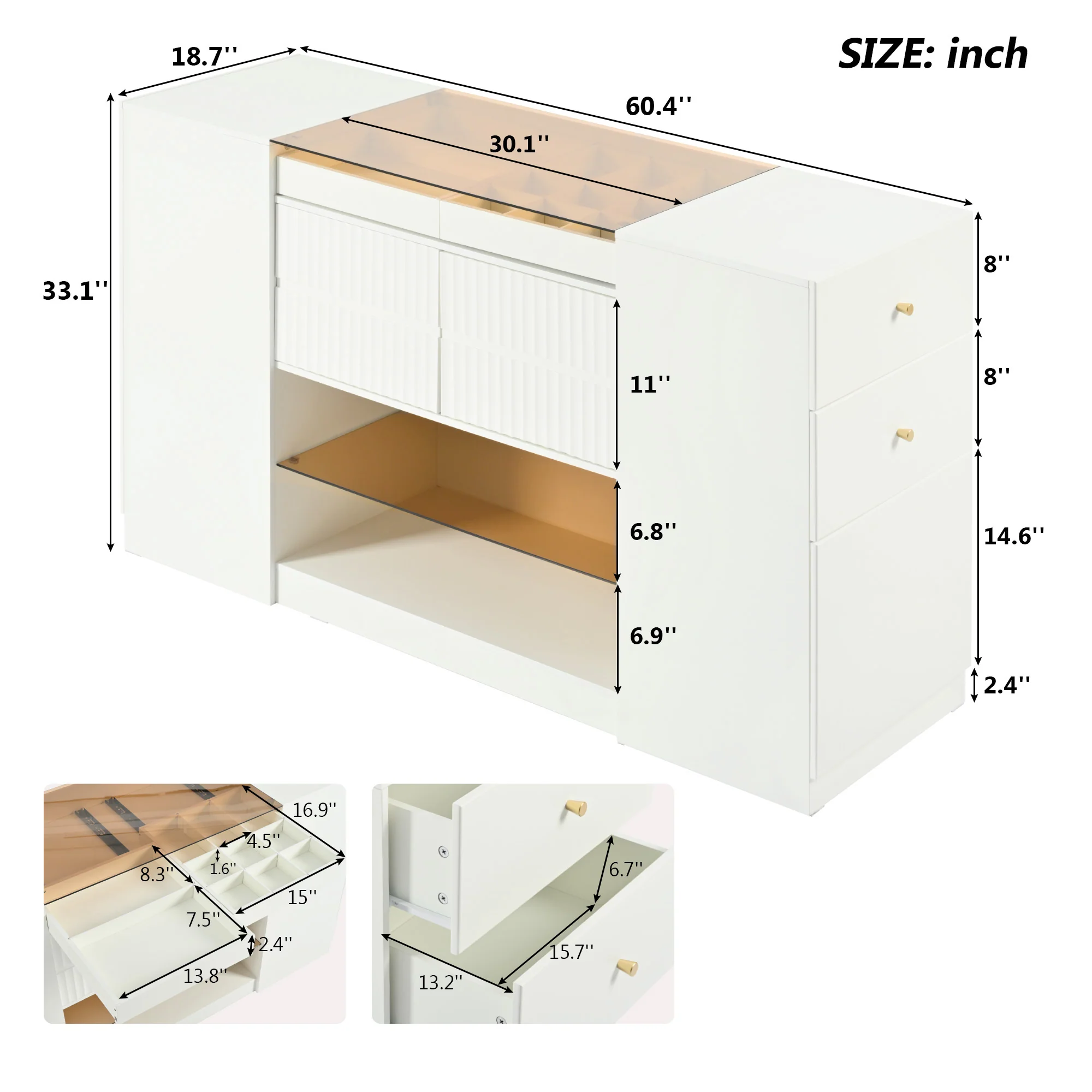 Walker Edison | Modern Multi-Functional Island Vanity Dresser and Storage Cabinet