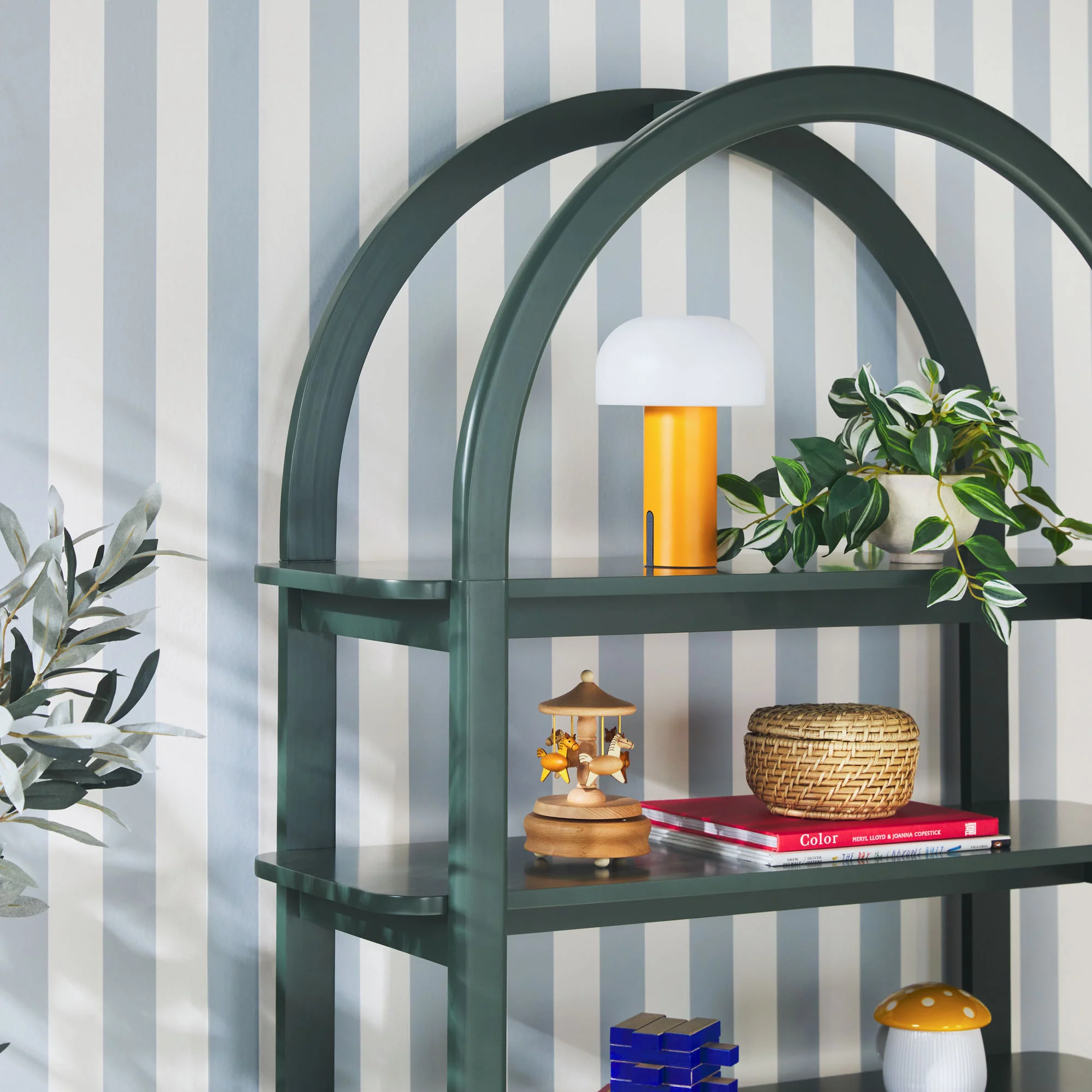 Zoey Modern Arched Wood Cabinet Storage Bookcase