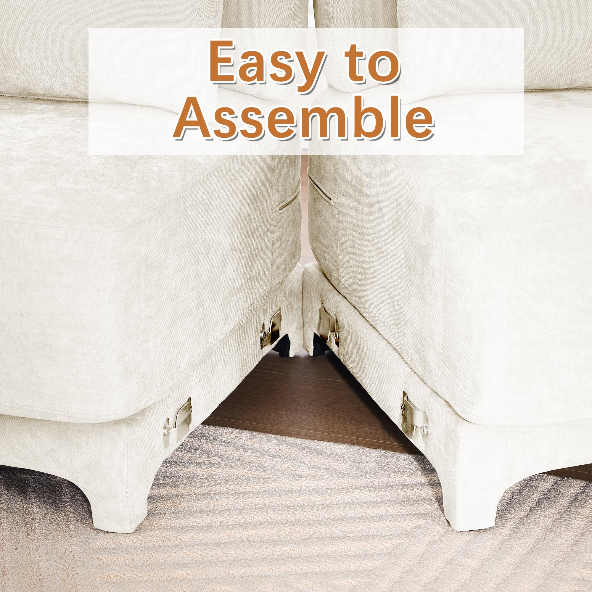 Walker Edison | High-Resilience Foam Chenille Sectional Sofa with Ottomans