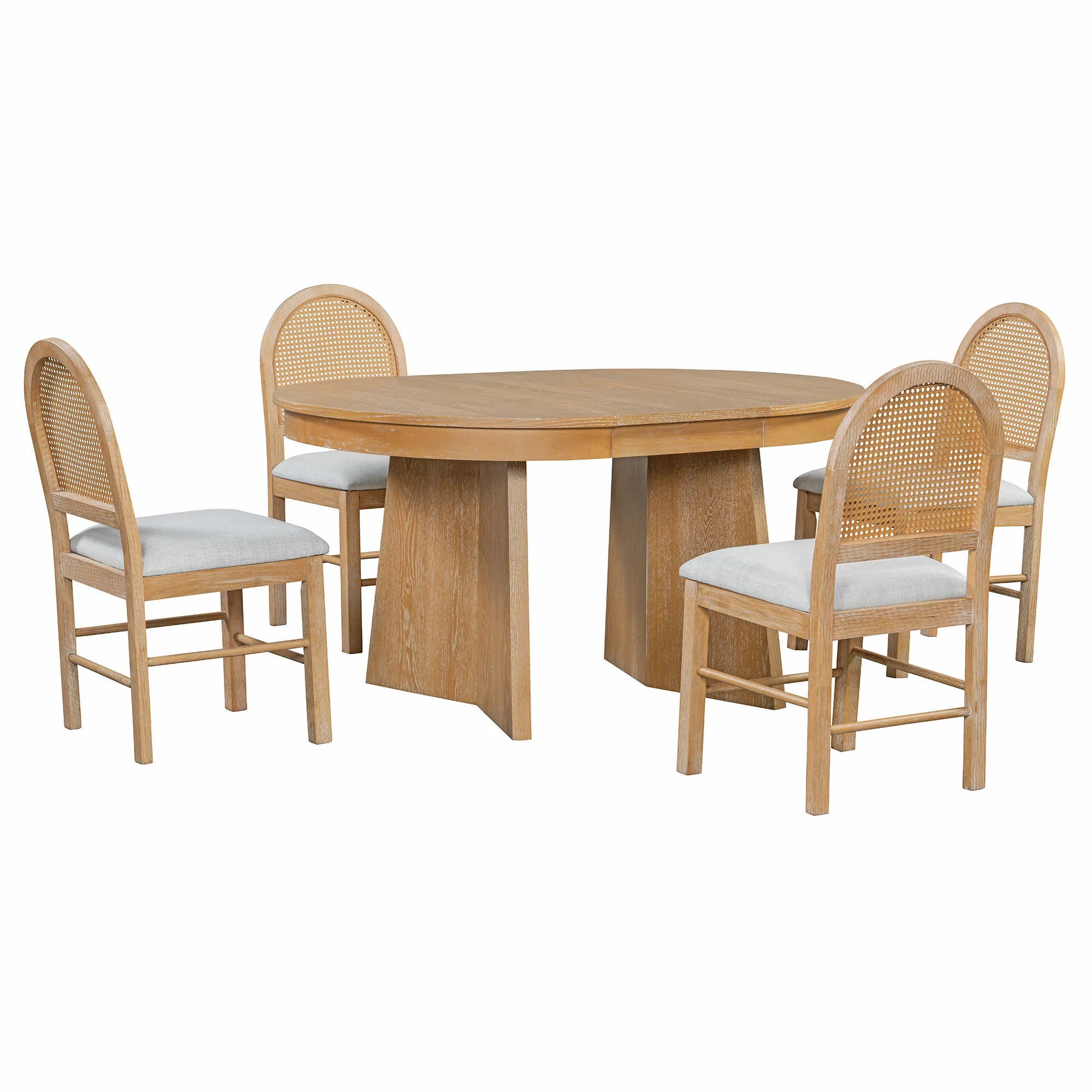 Walker Edison | Extendable 5-Piece Round Dining Table Set for 4