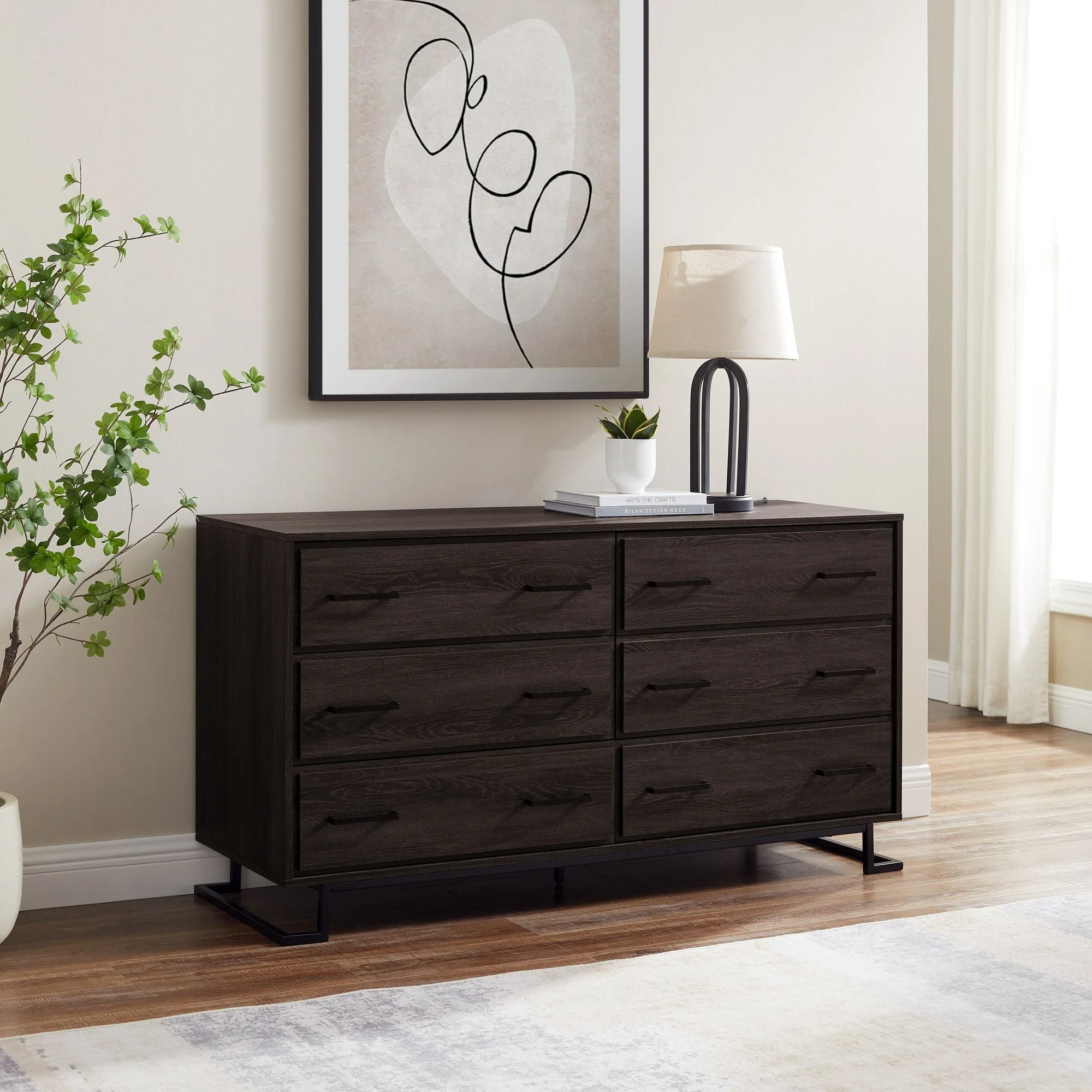 Danae Modern Wood and Metal L-Leg Dresser