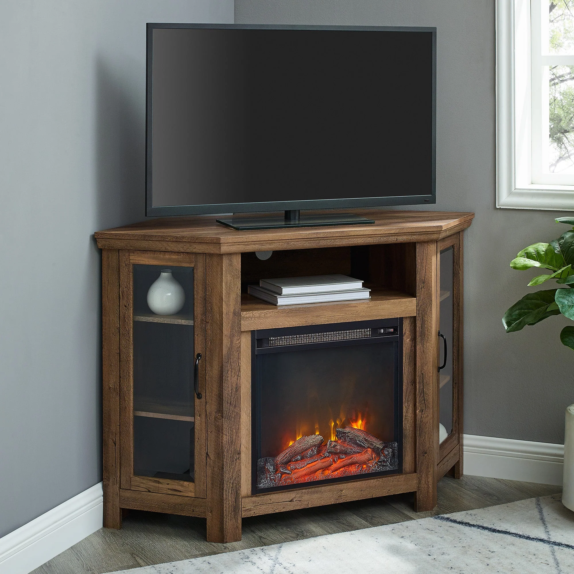 Barn 48 Wood Corner Fireplace TV Stand