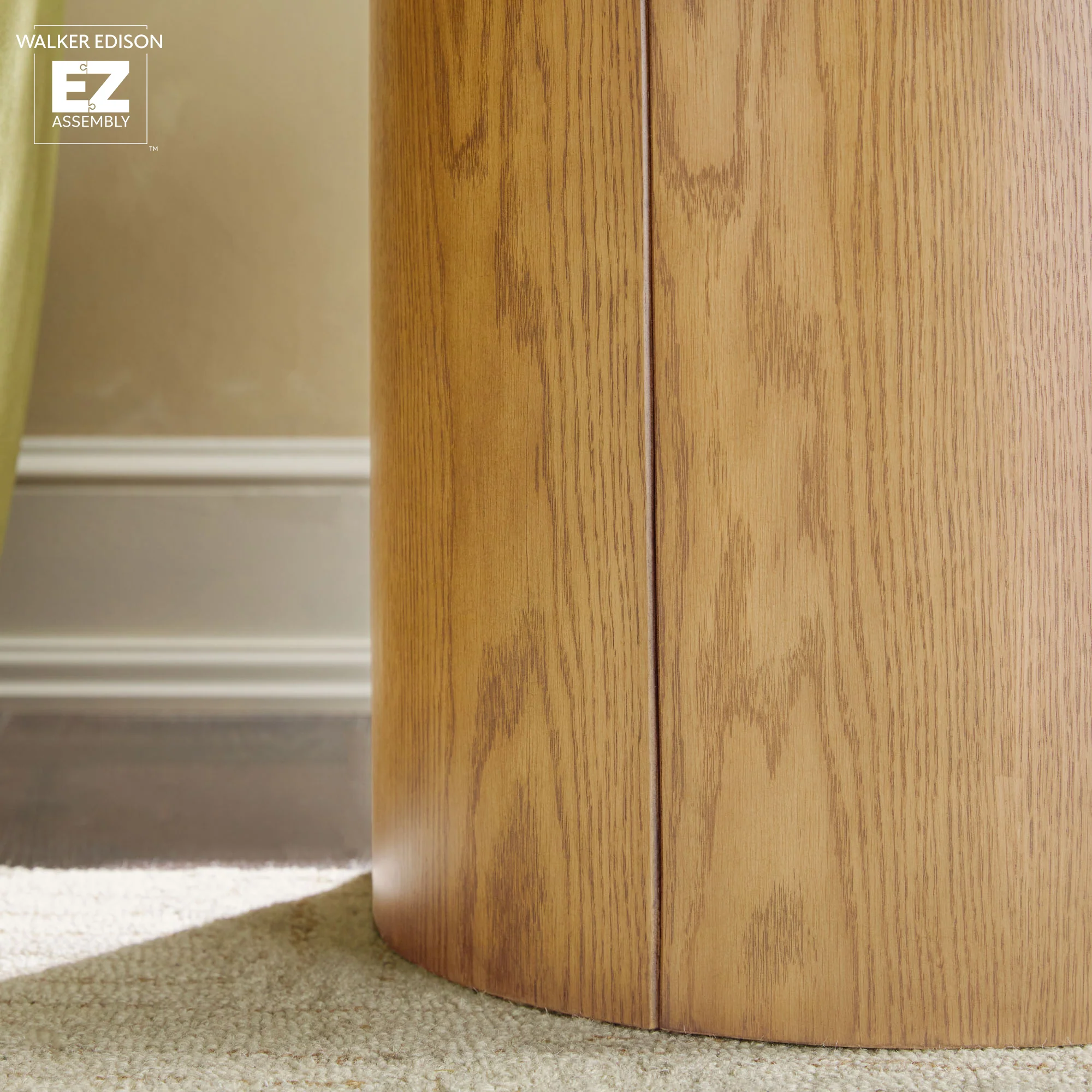 Maya 18 Modern Easy Assembly Round Oak Wood Veneer Side Table with Storage