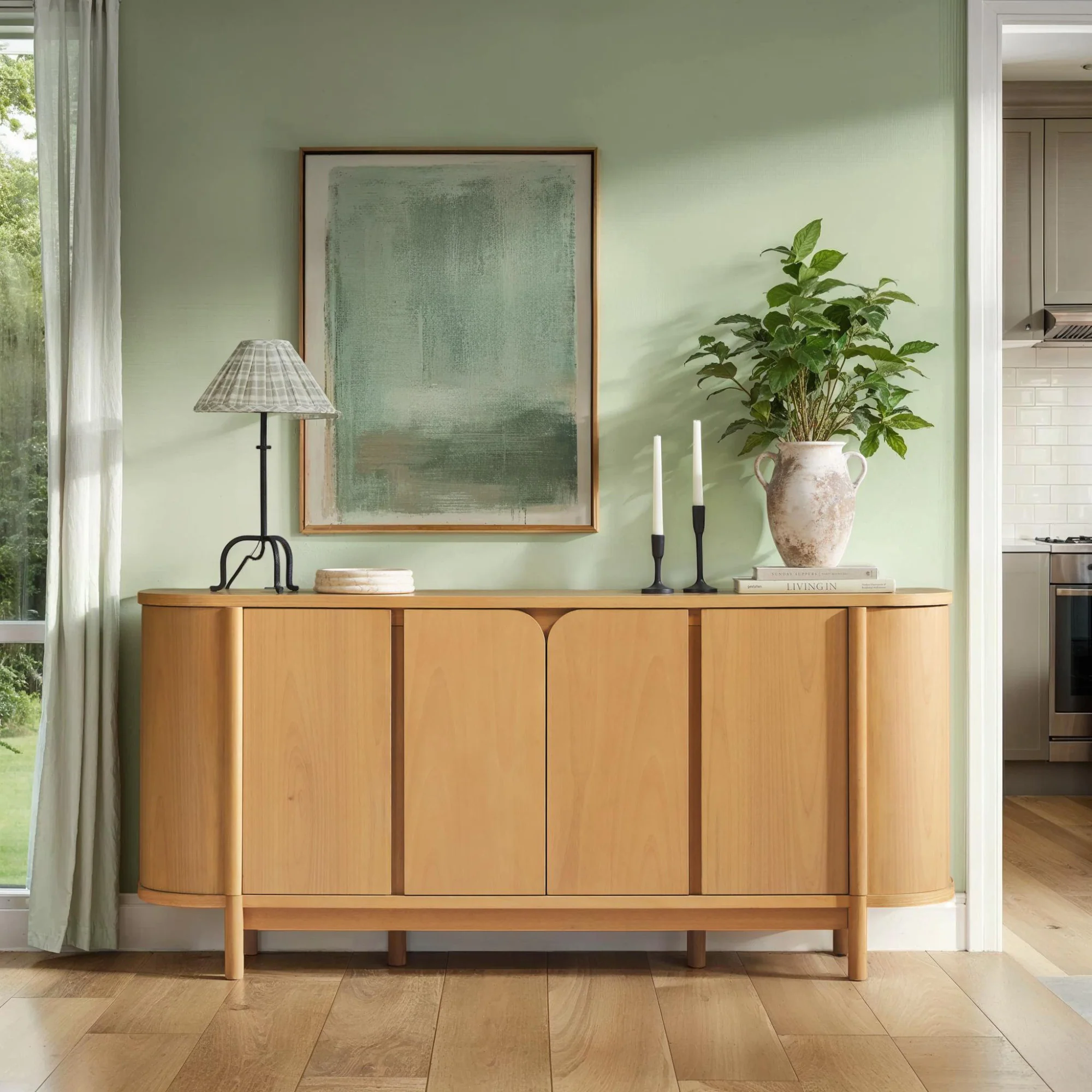 Ezra 70 Modern Curved Sideboard Cabinet