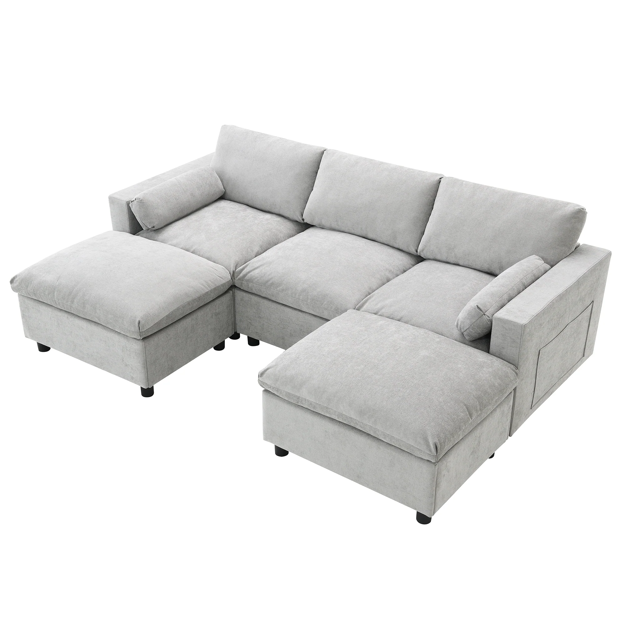 Walker Edison | Modern Cloud Chenille Modular Sectional Sofa with Storage