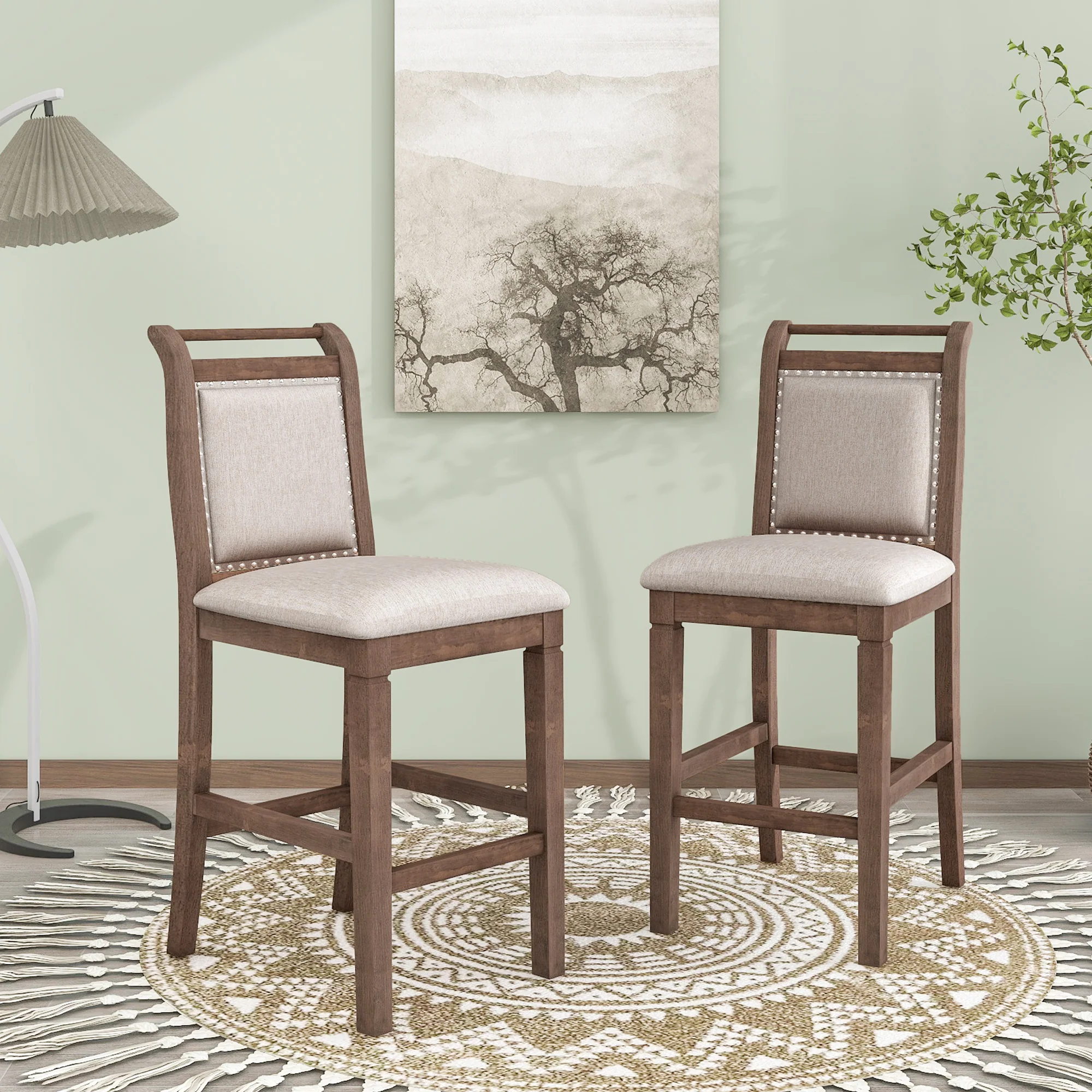 Walker Edison | 3-Piece Wood Counter Height Drop Leaf Dining Table Set with Chairs