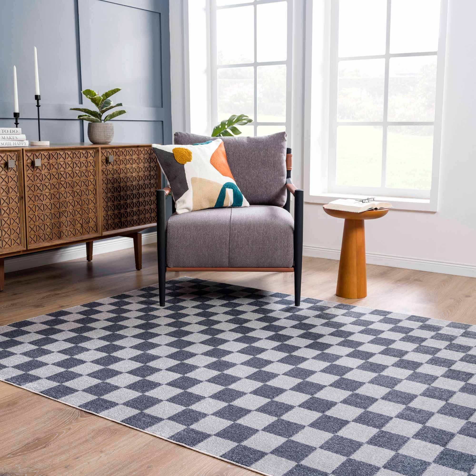 Boutique Rugs - Alie Gray Checkered Washable Area Rug