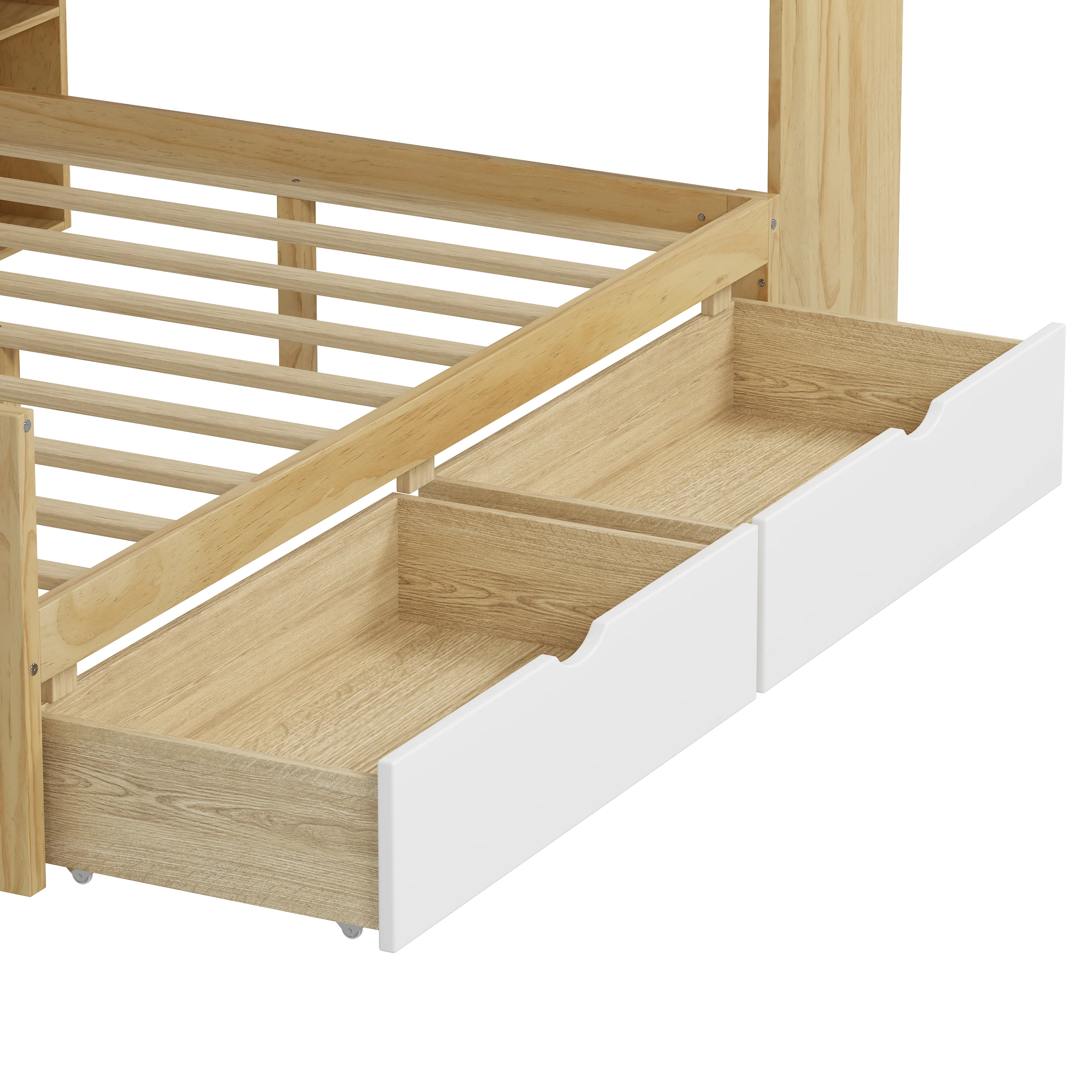 Walker Edison | Multi-Functional Wooden L-Shape Daybed with Storage Cabinets and Drawers