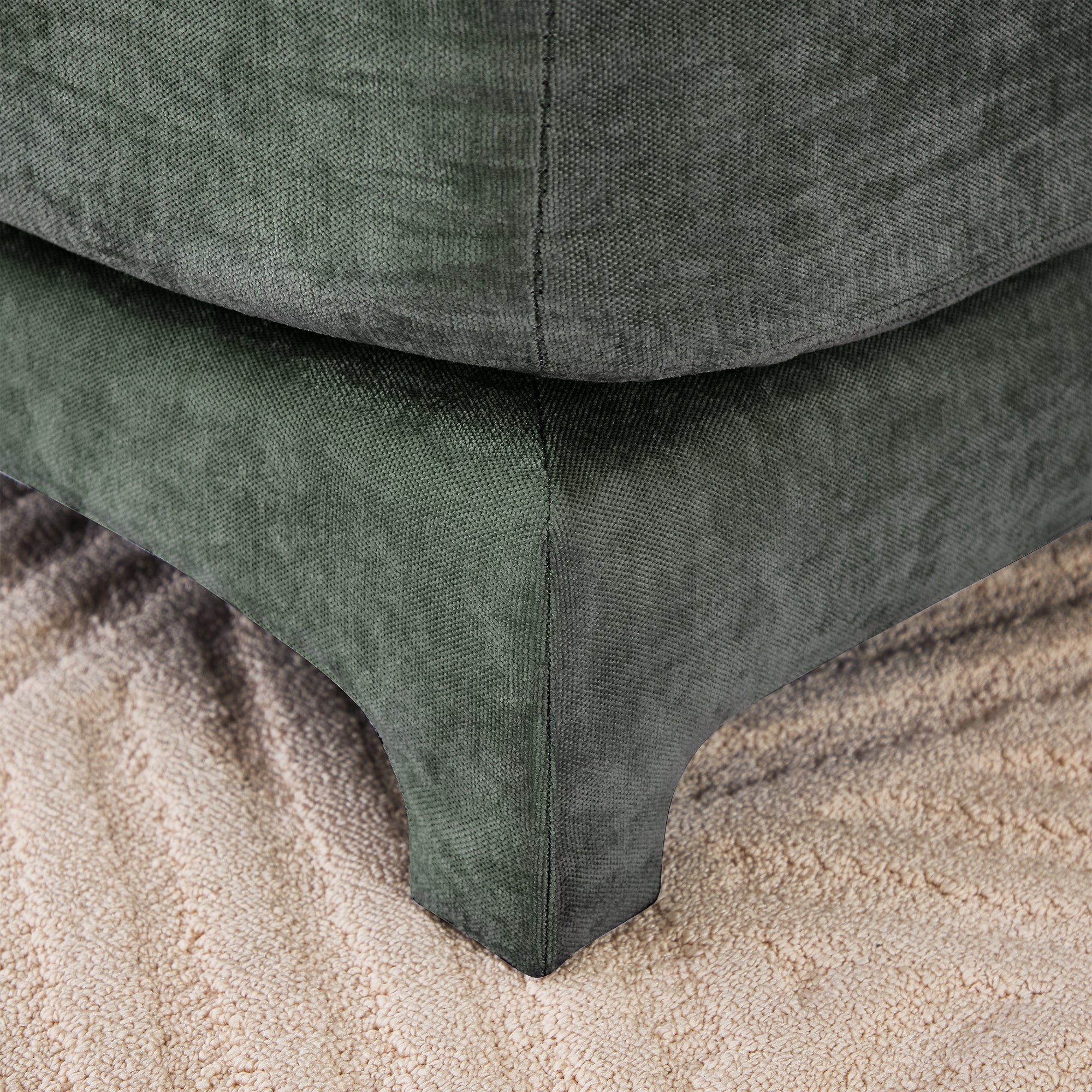 Walker Edison |Ergonomic Design Green Chenille Loveseat Sofa with Ottoman