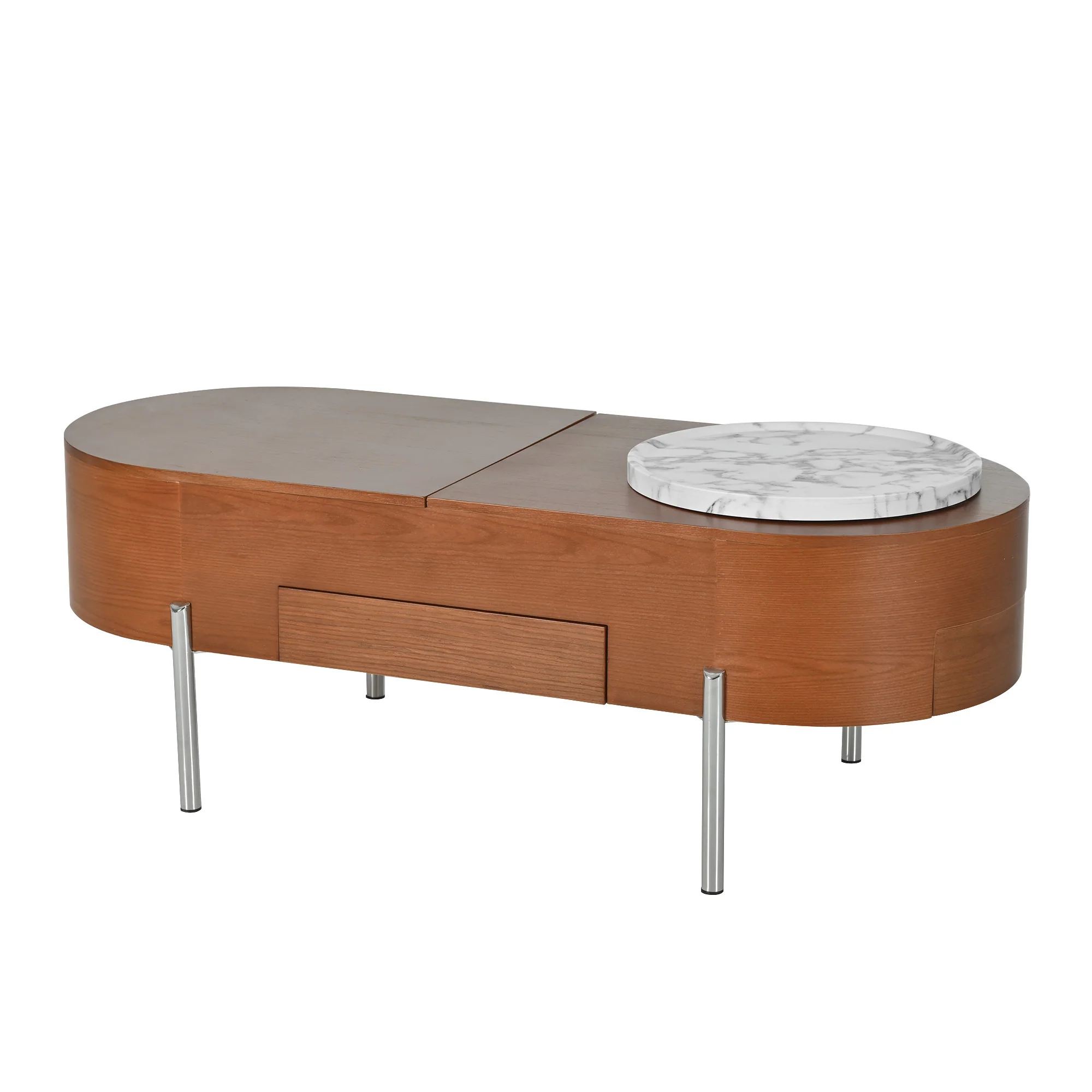 Walker Edison | Modern Lift Top Coffee Table with Marble Pattern Tray and Storage