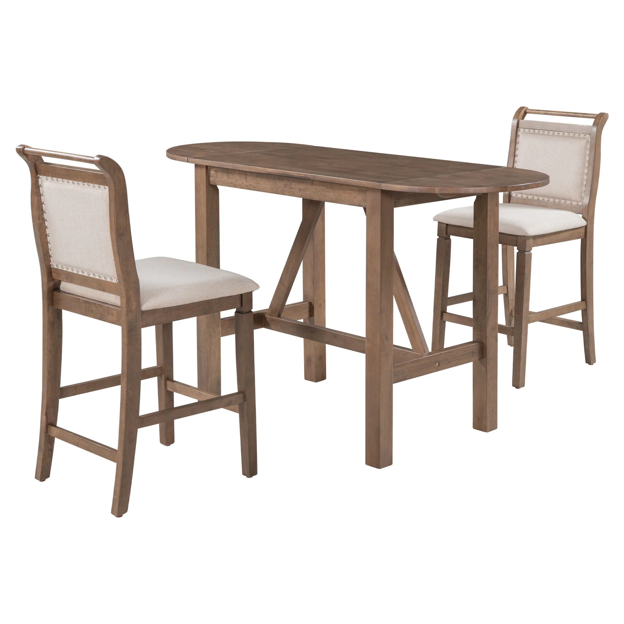 Walker Edison | 3-Piece Wood Counter Height Drop Leaf Dining Table Set with Chairs
