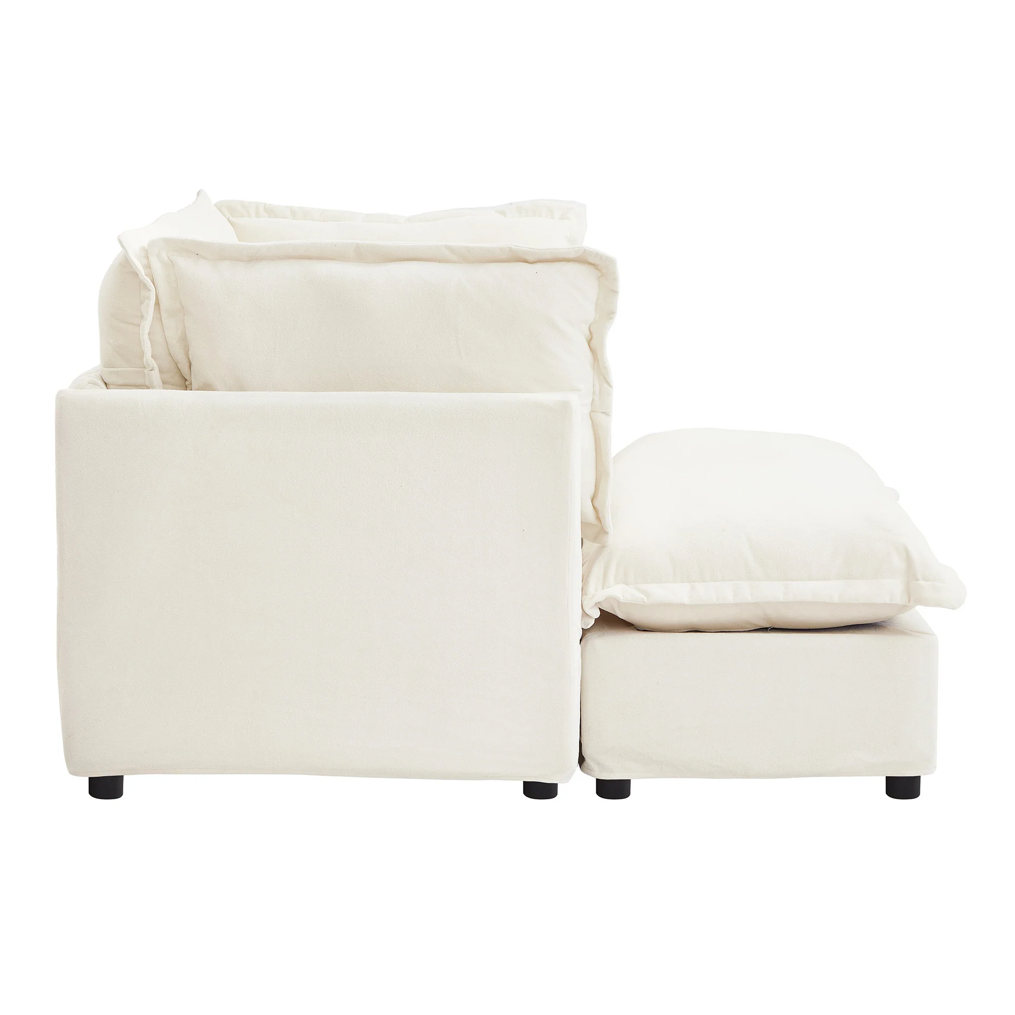 Walker Edison | Cozy Modern Chenille Armchair with Ottoman