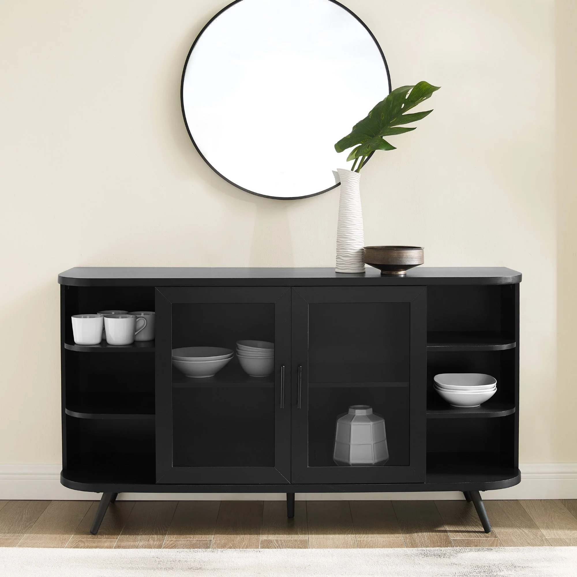 Franny 58 2- Door Curved End Buffet Sideboard & TV Stand