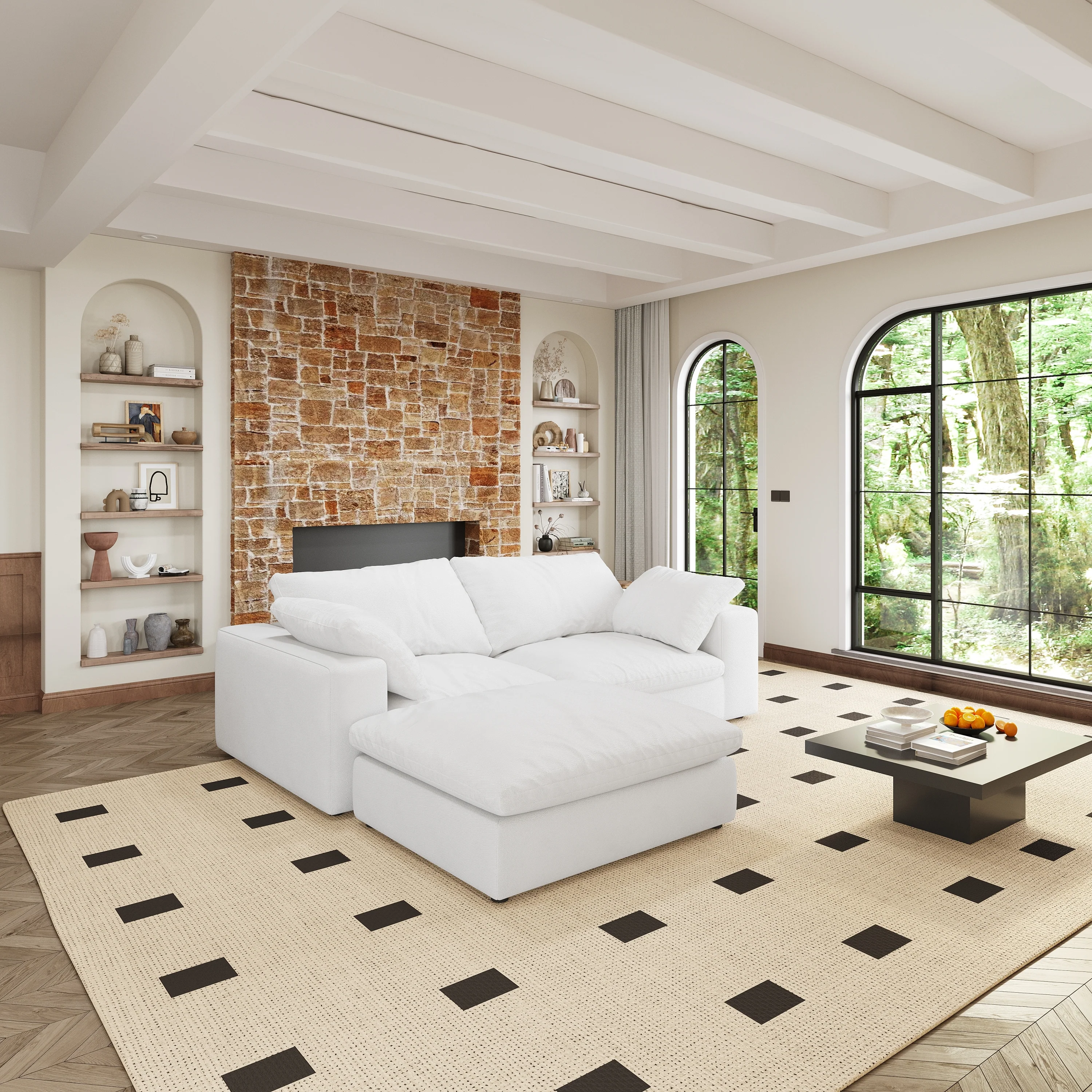 Walker Edison | Cloud Down Filled Comfort Modular Sectional Sofa Couch with Storage Ottoman