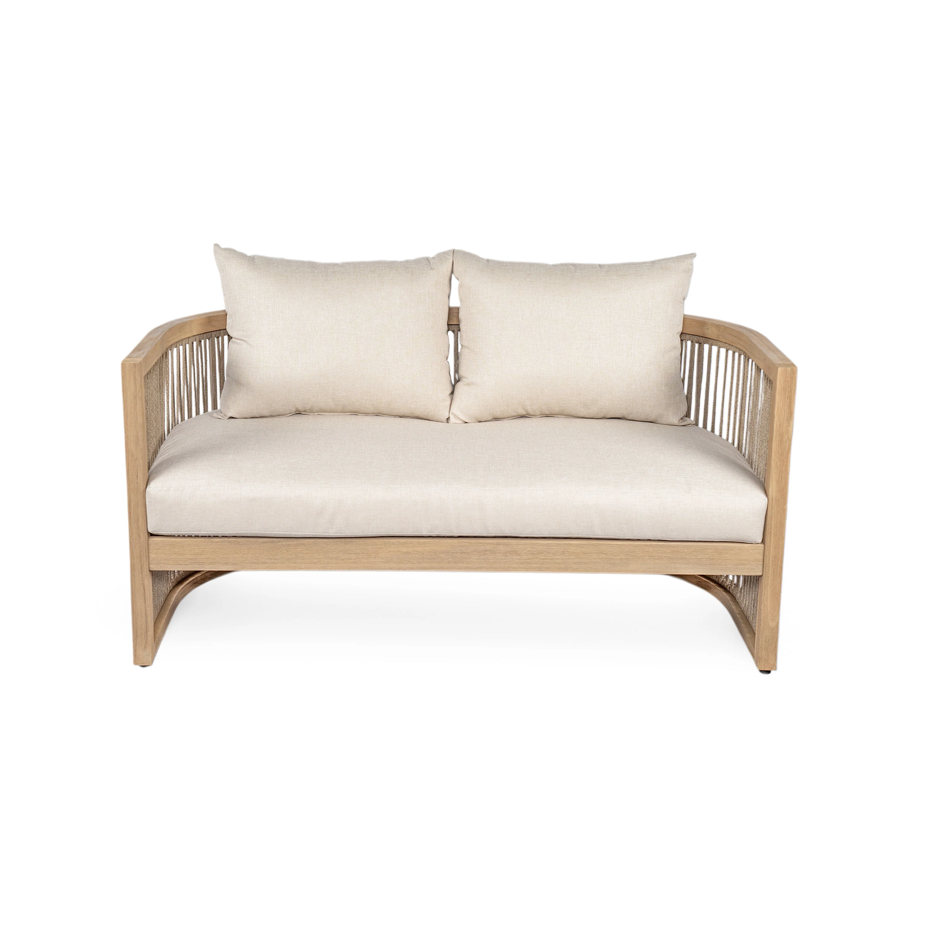 Walker Edison | 54.4'' Outdoor Acacia Wood Loveseat with Cushions