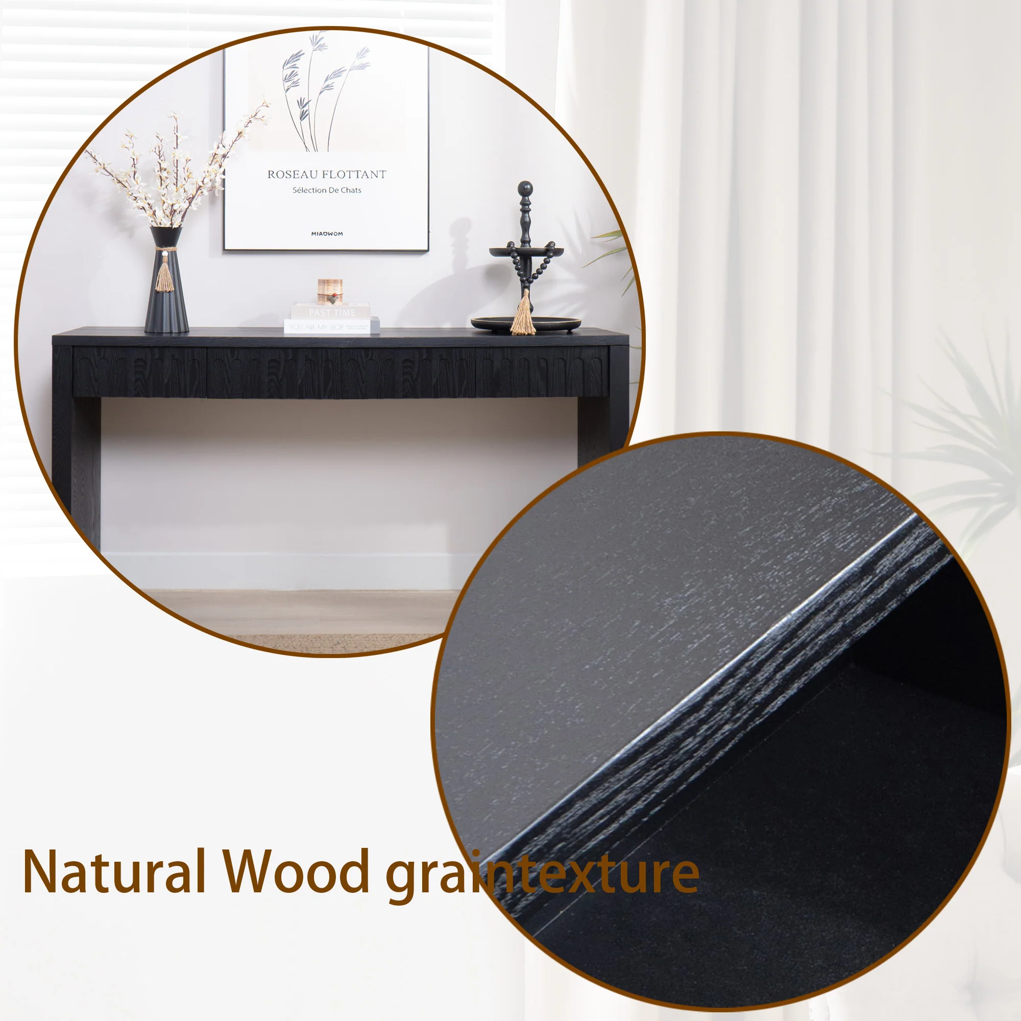 Walker Edison | 59in Modern Black Console Entry Table with Storage