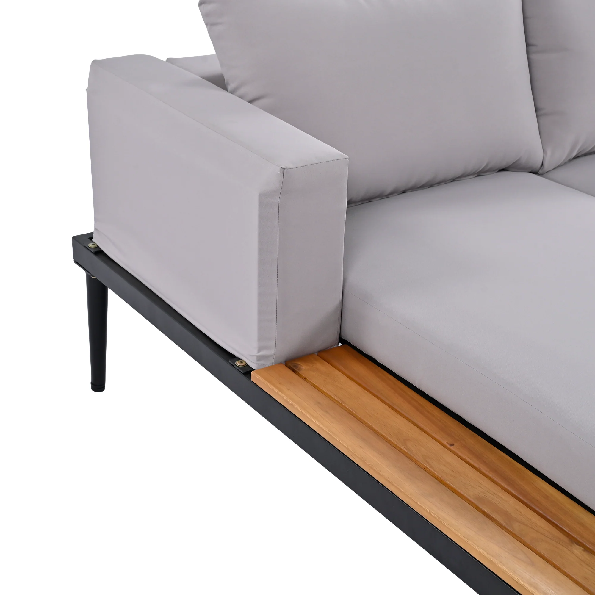 Walker Edison | Modern Outdoor Patio Daybed with Wood Topped Side Tables