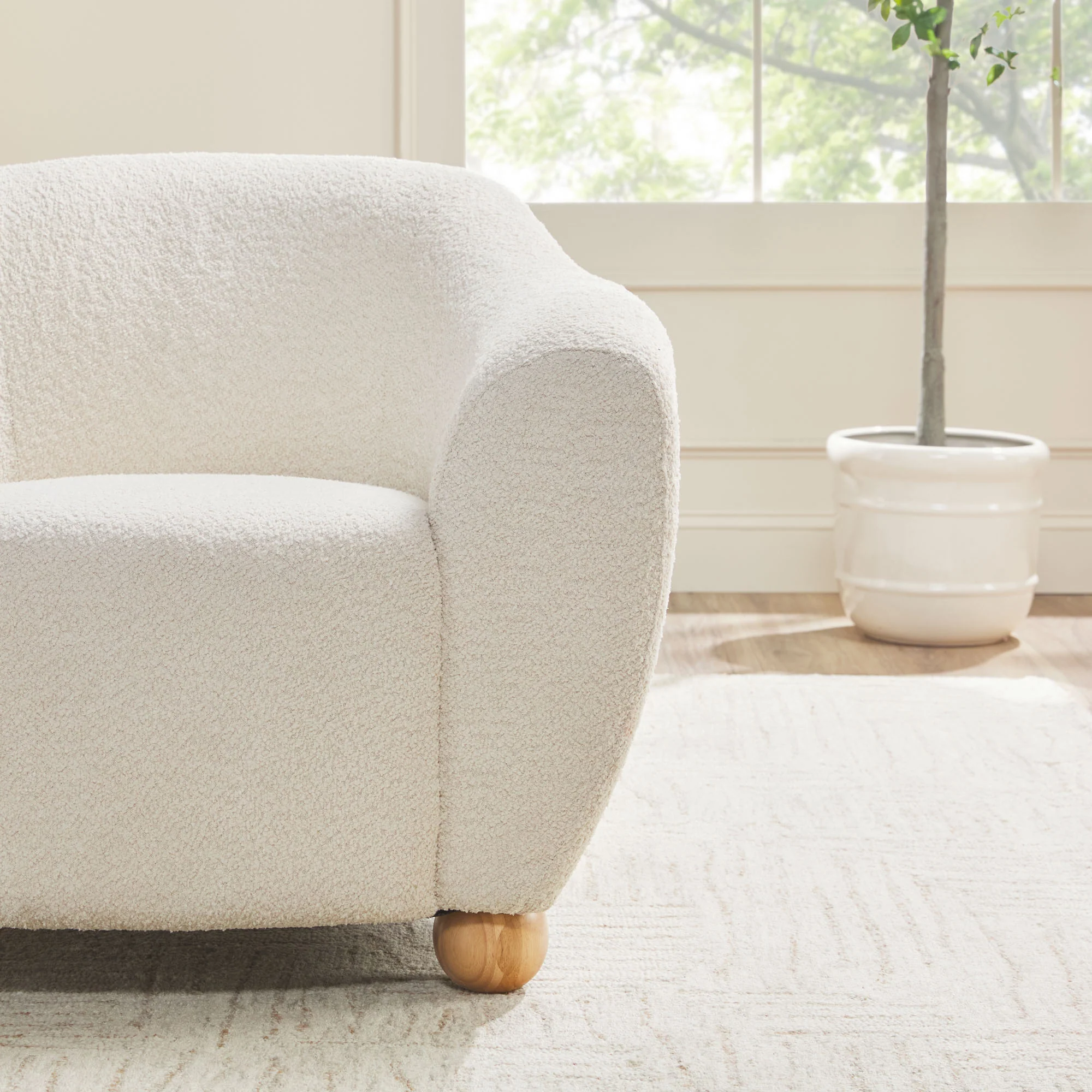 Linley Contemporary Boucle Easy Assembly Upholstered Small Accent Chair