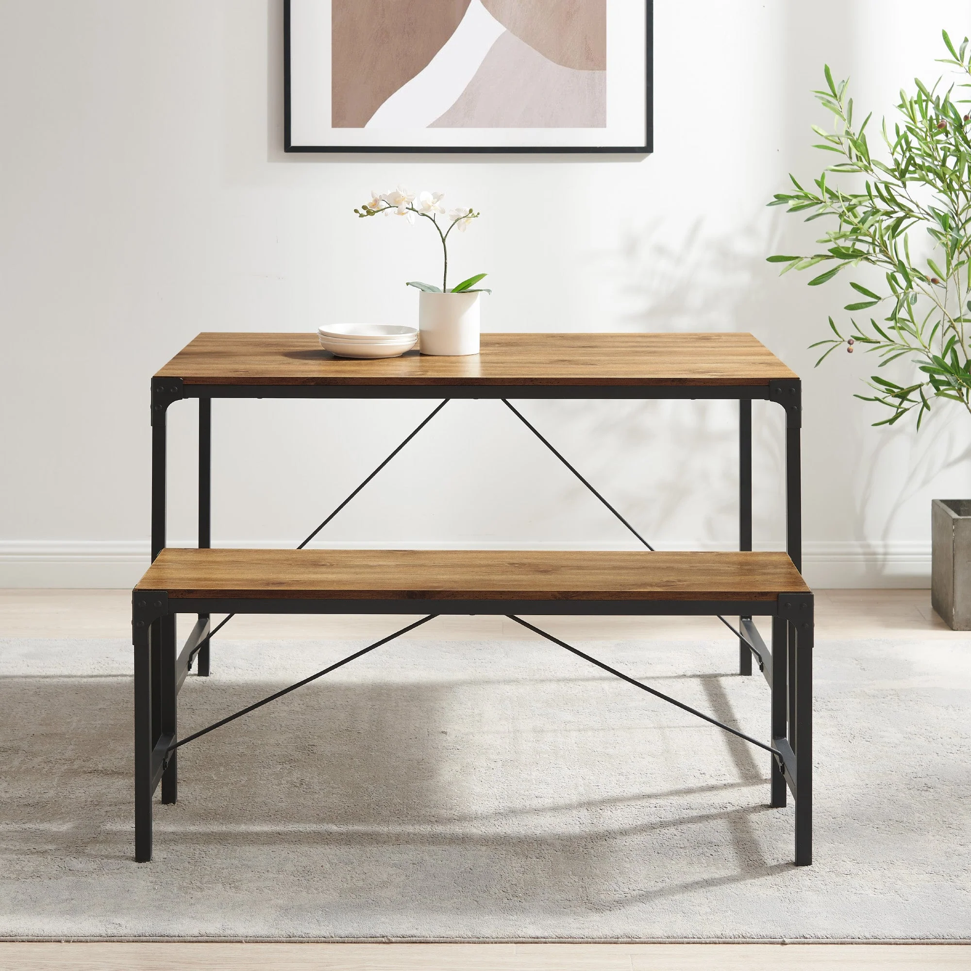 Angle Iron 44 Trestle Style Dining Bench