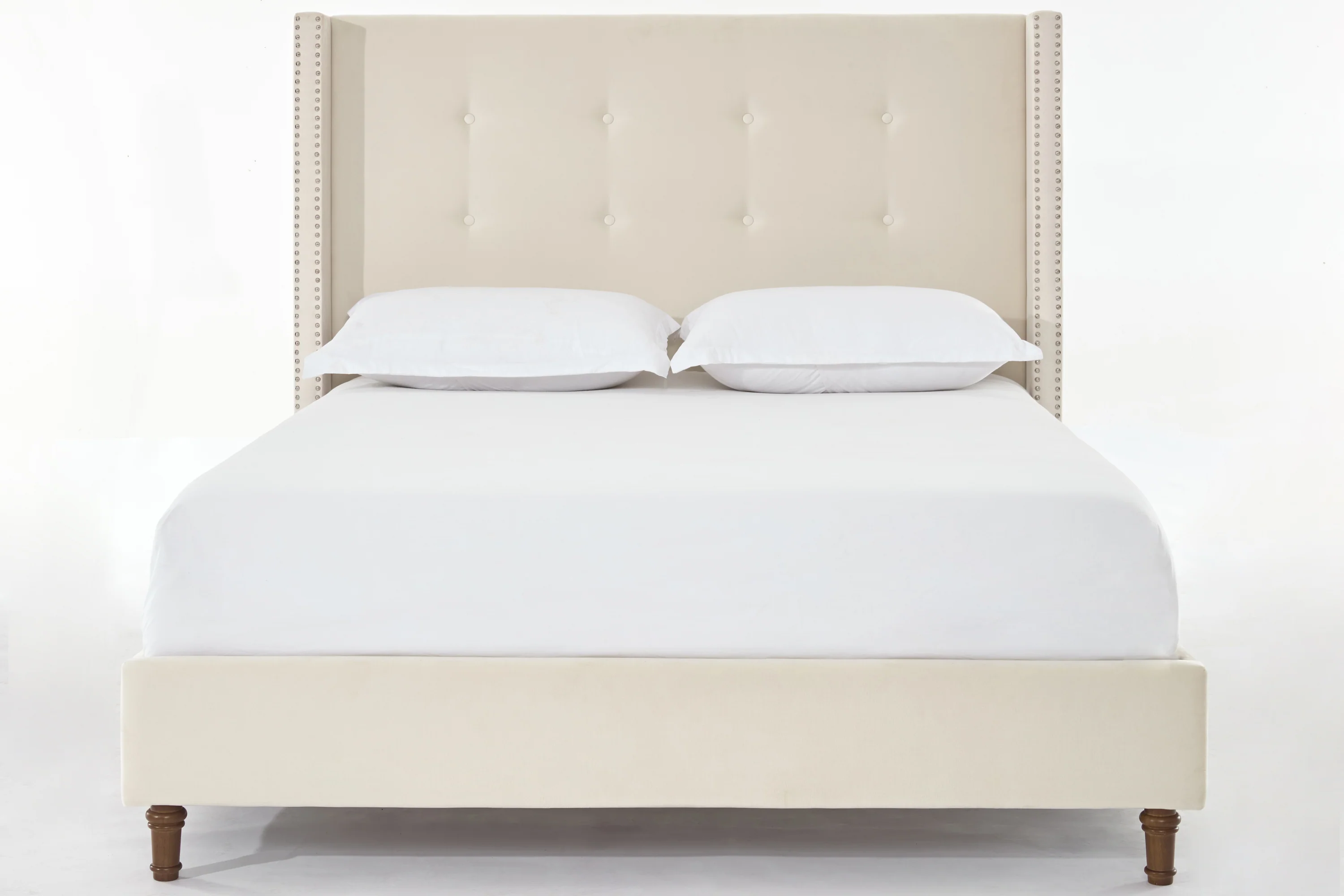Walker Edison | Traditional Peyton Upholstered 54 High Headboard King Bed
