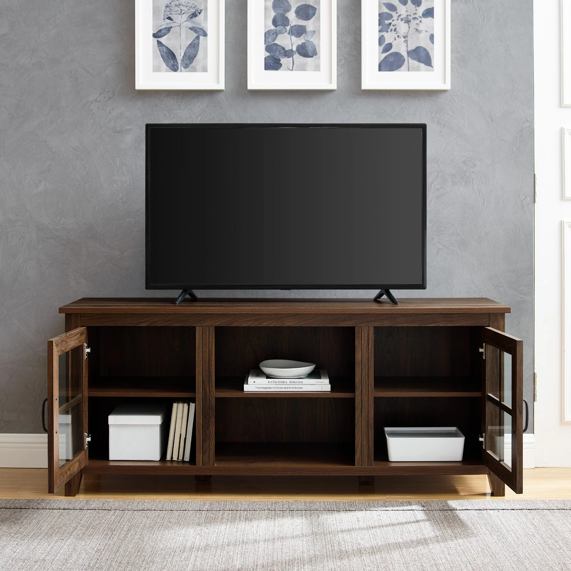 58 Glass Door TV Console