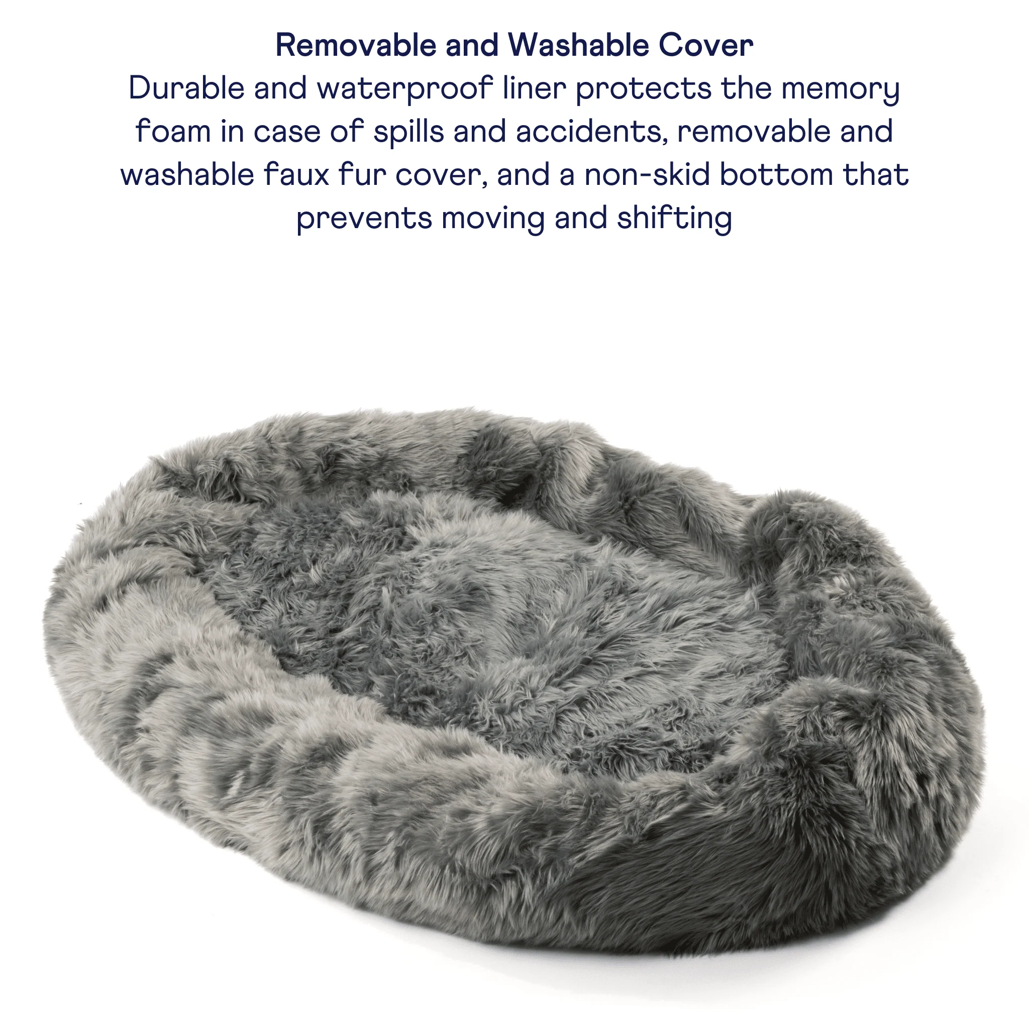Paw - PupCloud™ Human-Size Faux Fur Memory Foam Dog Bed - Charcoal Grey