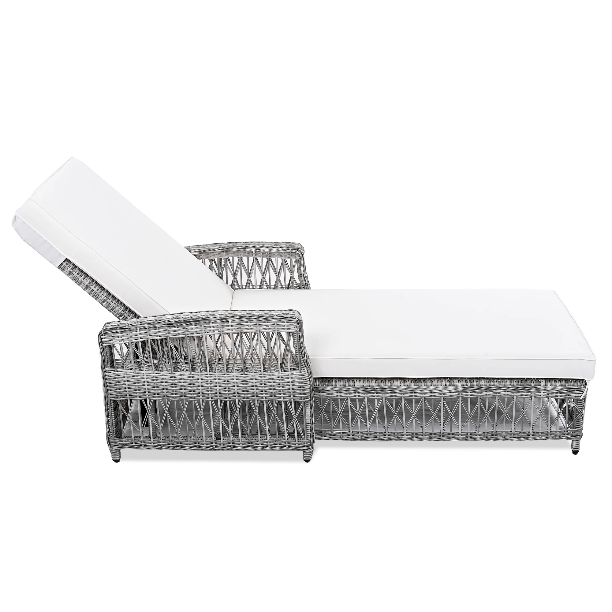 Walker Edison | Outdoor Wicker 2 Piece Lounge Reclining Chairs with Cushions