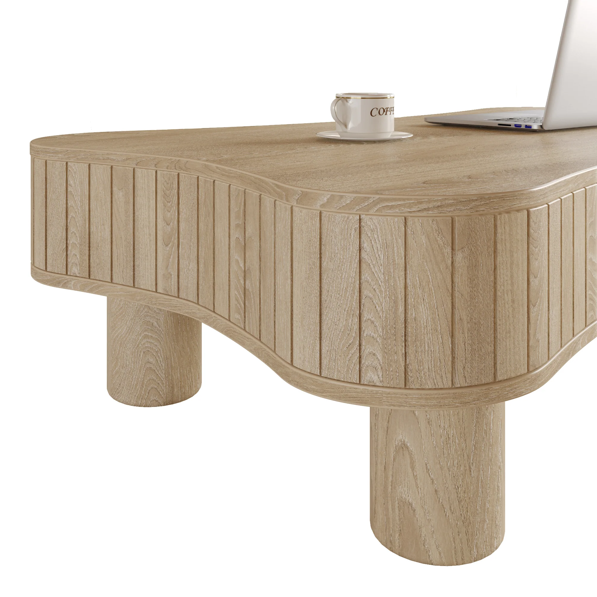 Walker Edison | Reeded Curve Design Lift Top Coffee Table and Desk