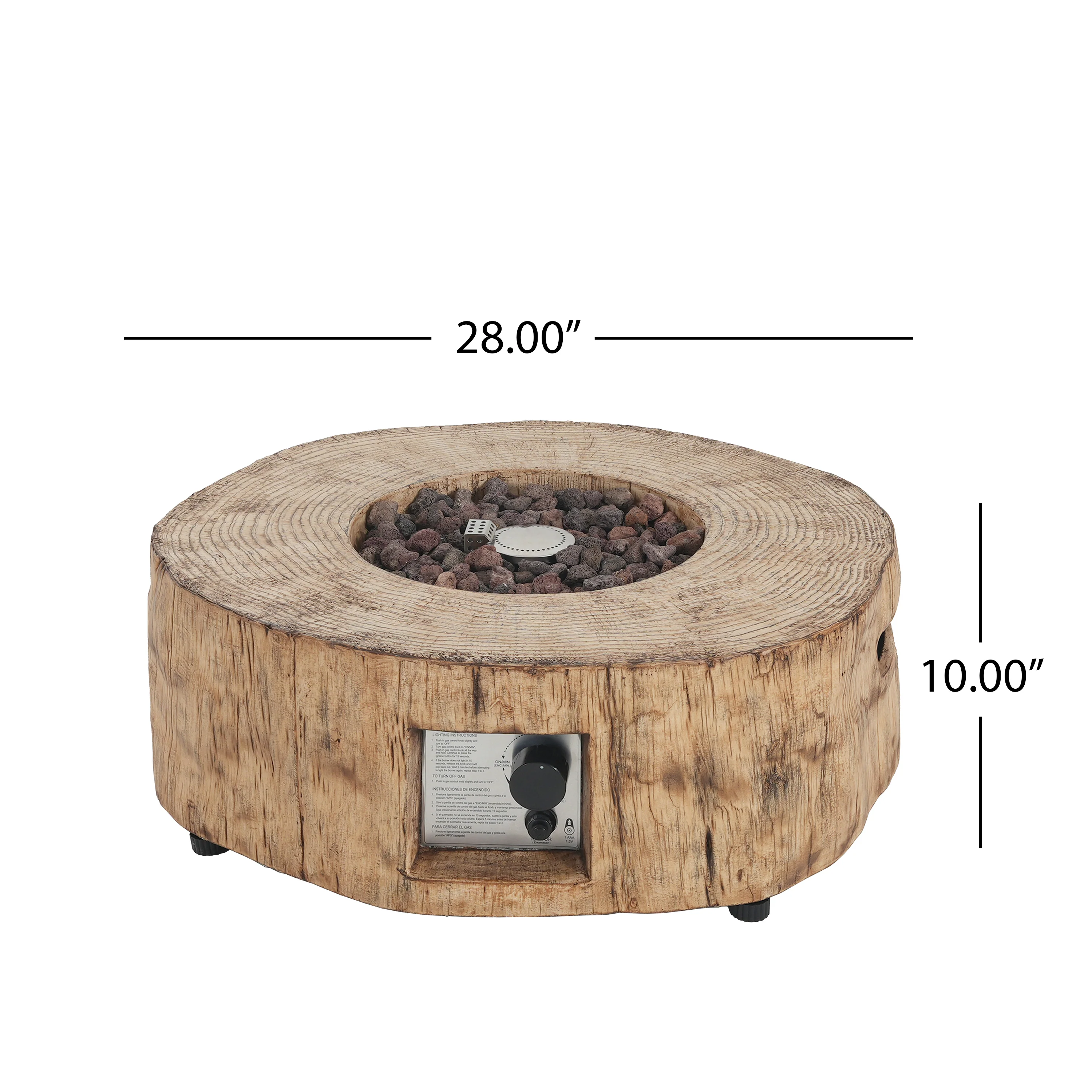 Walker Edison | Wood Pattern Outdoor Patio MGO Propane Fire Pit
